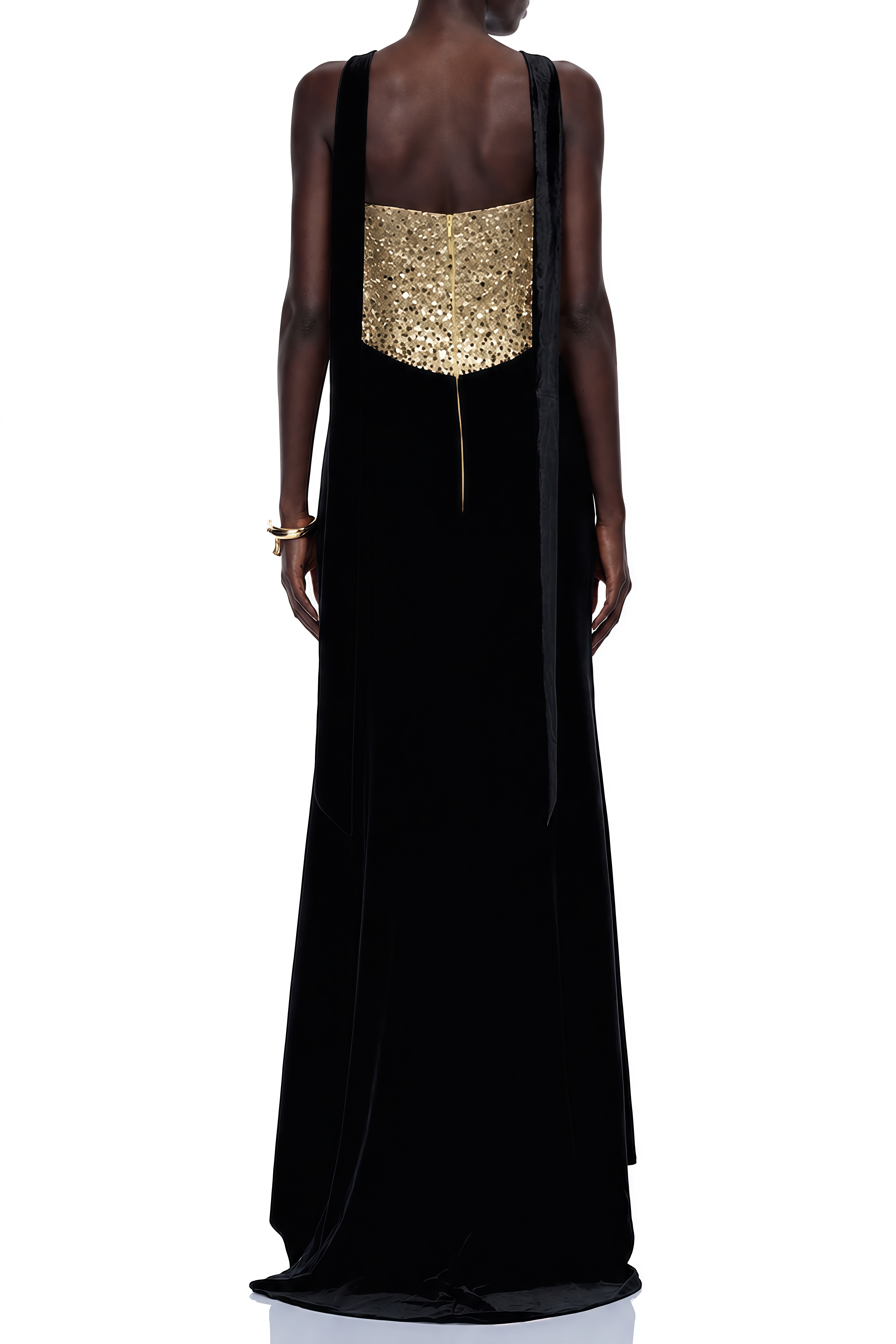 Charlotte Black Strapless Draped Maxi Dress