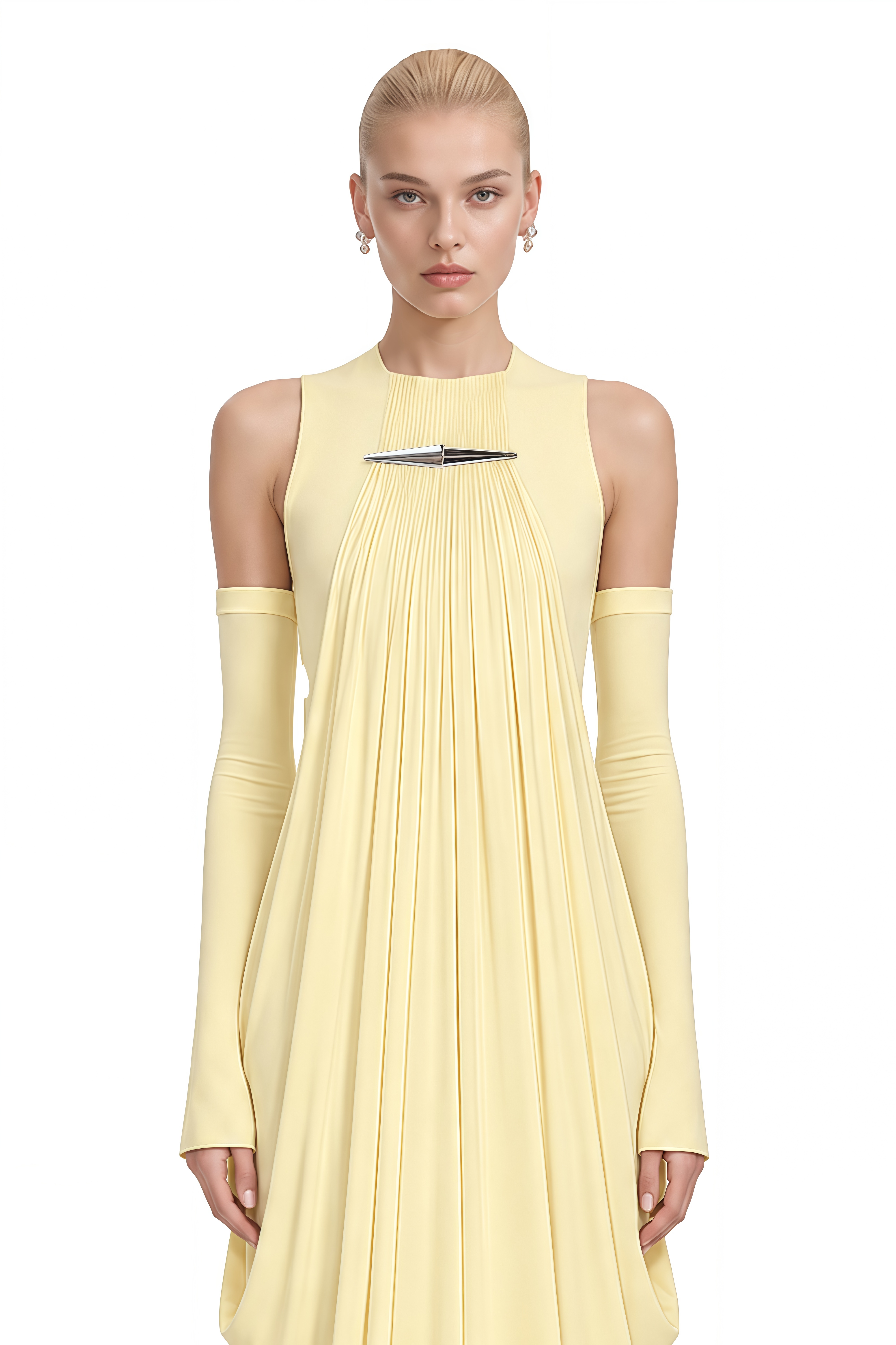 Serenity Yellow Round Neck Draped Maxi Dress