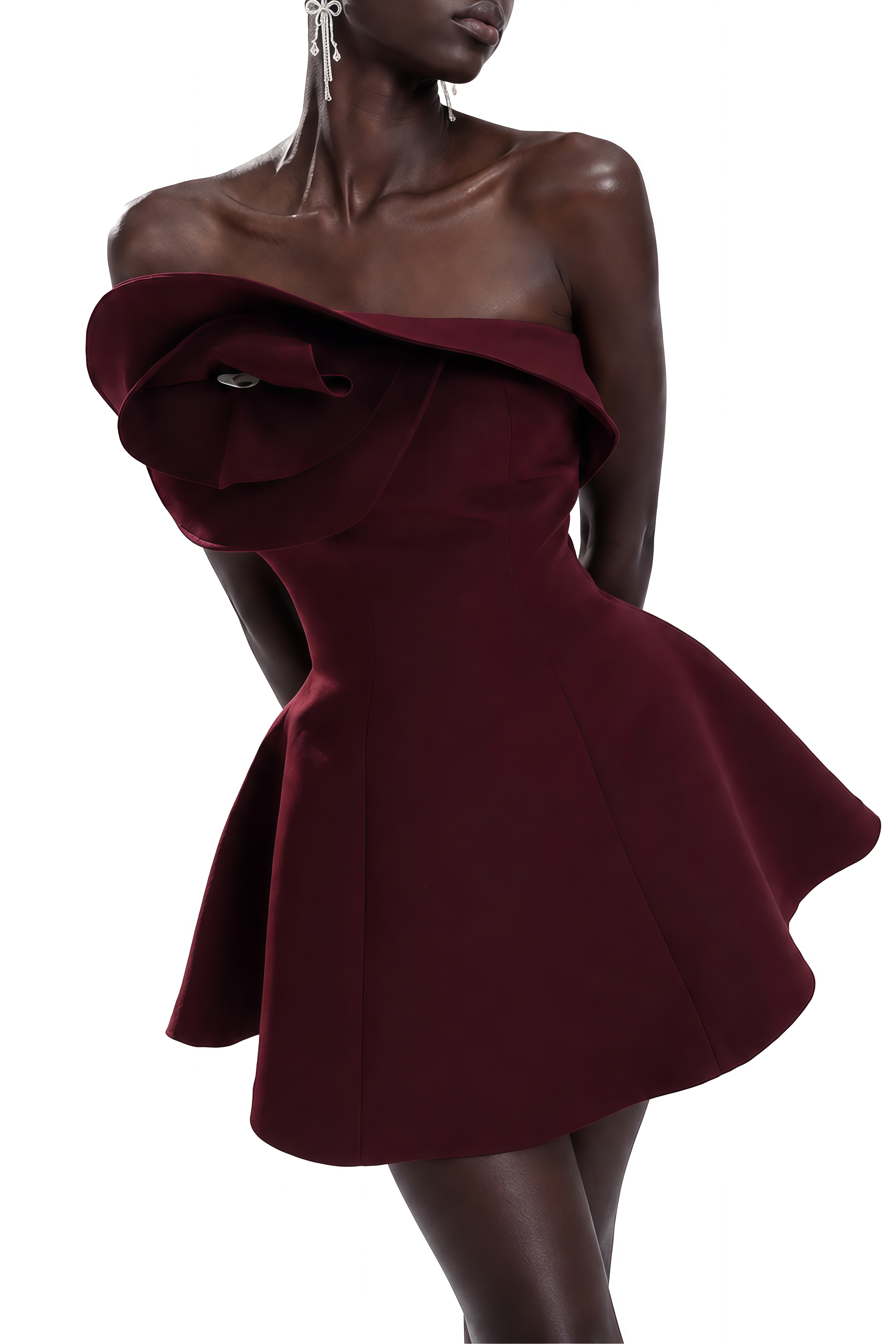 Amelia Burgundy One Shoulder Ruffled Mini Dress