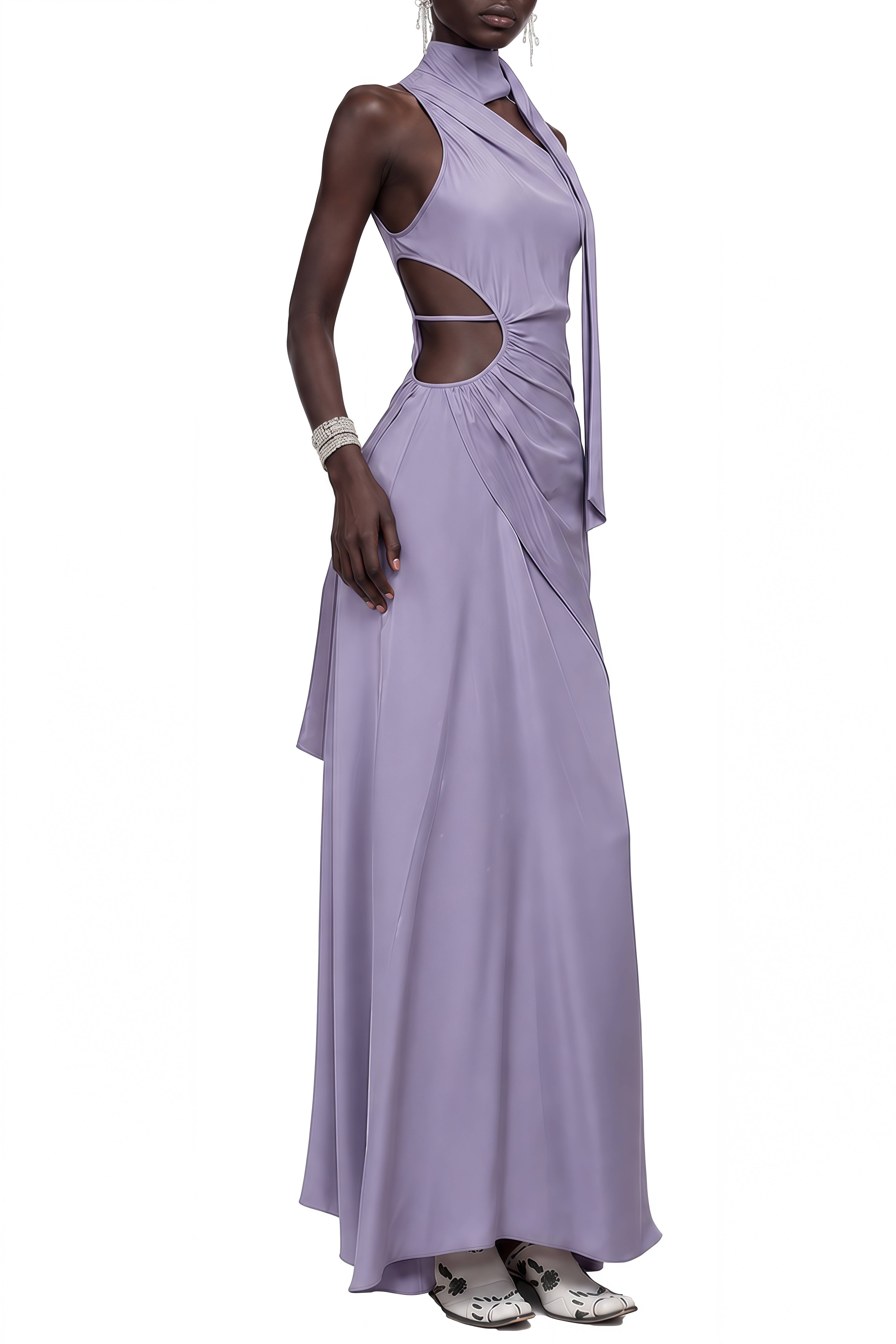 Ophelia Lavender Sleeveless Draped Maxi Dress