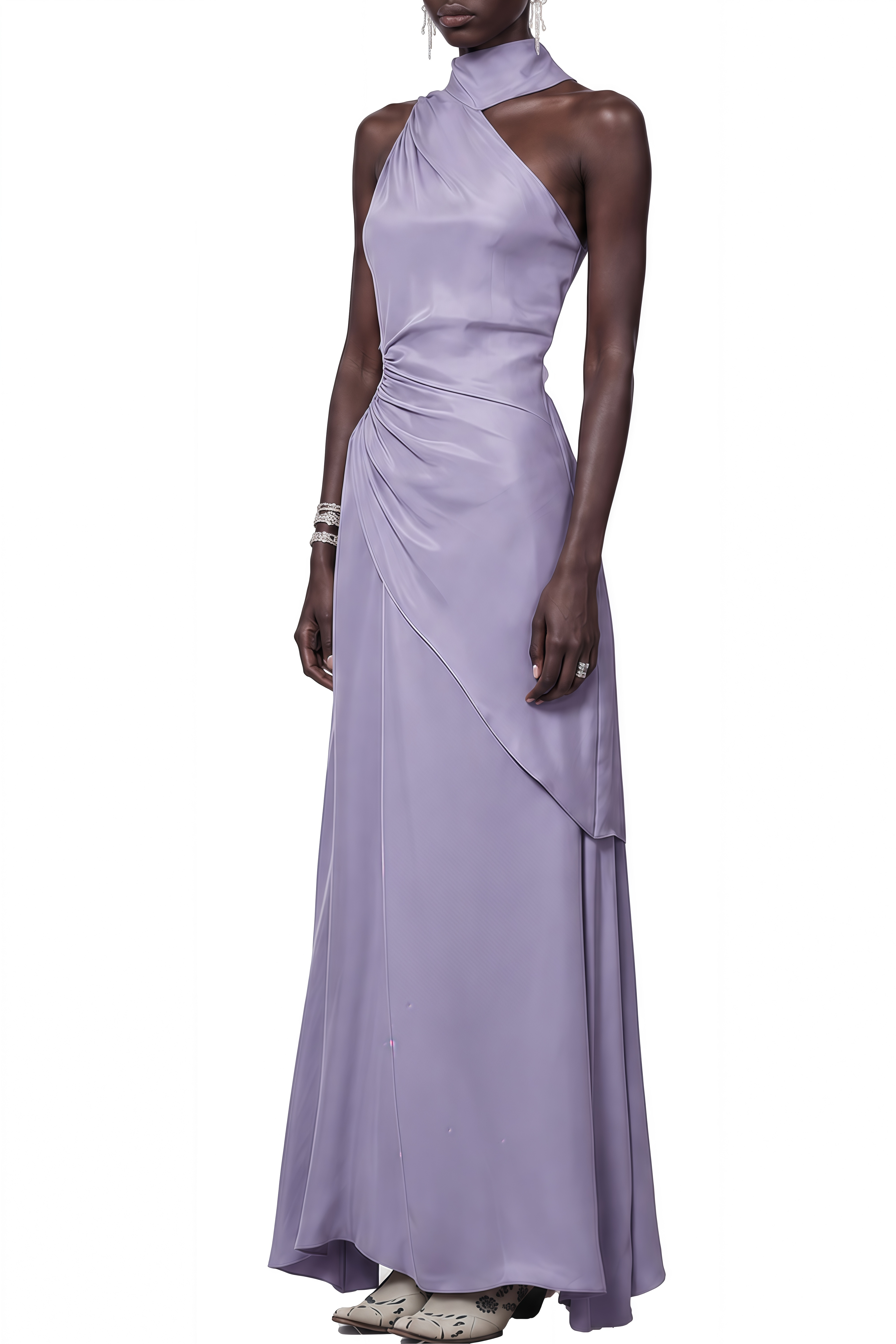 Ophelia Lavender Sleeveless Draped Maxi Dress