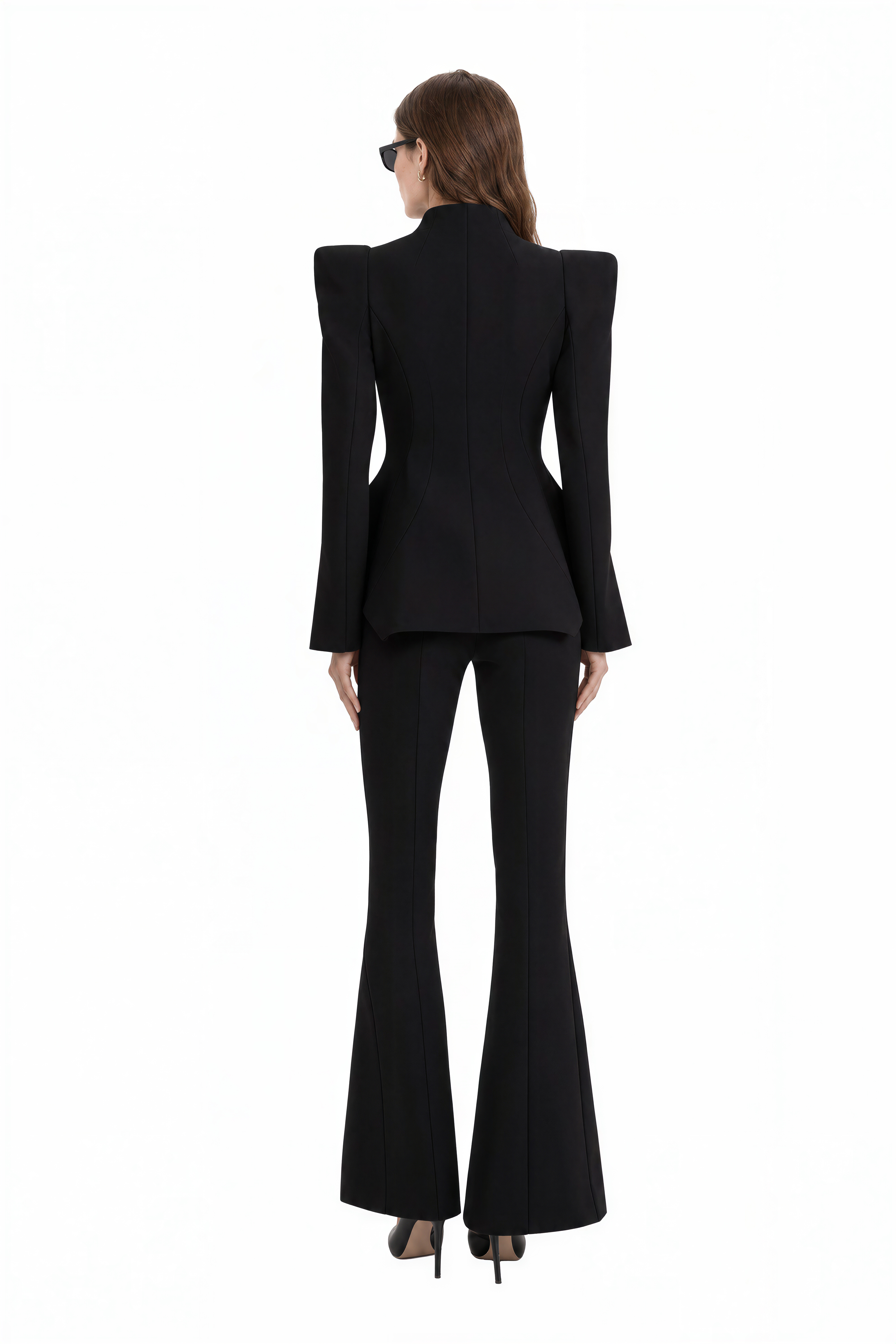 Grace Black Turtleneck Flared-Hem Jacket