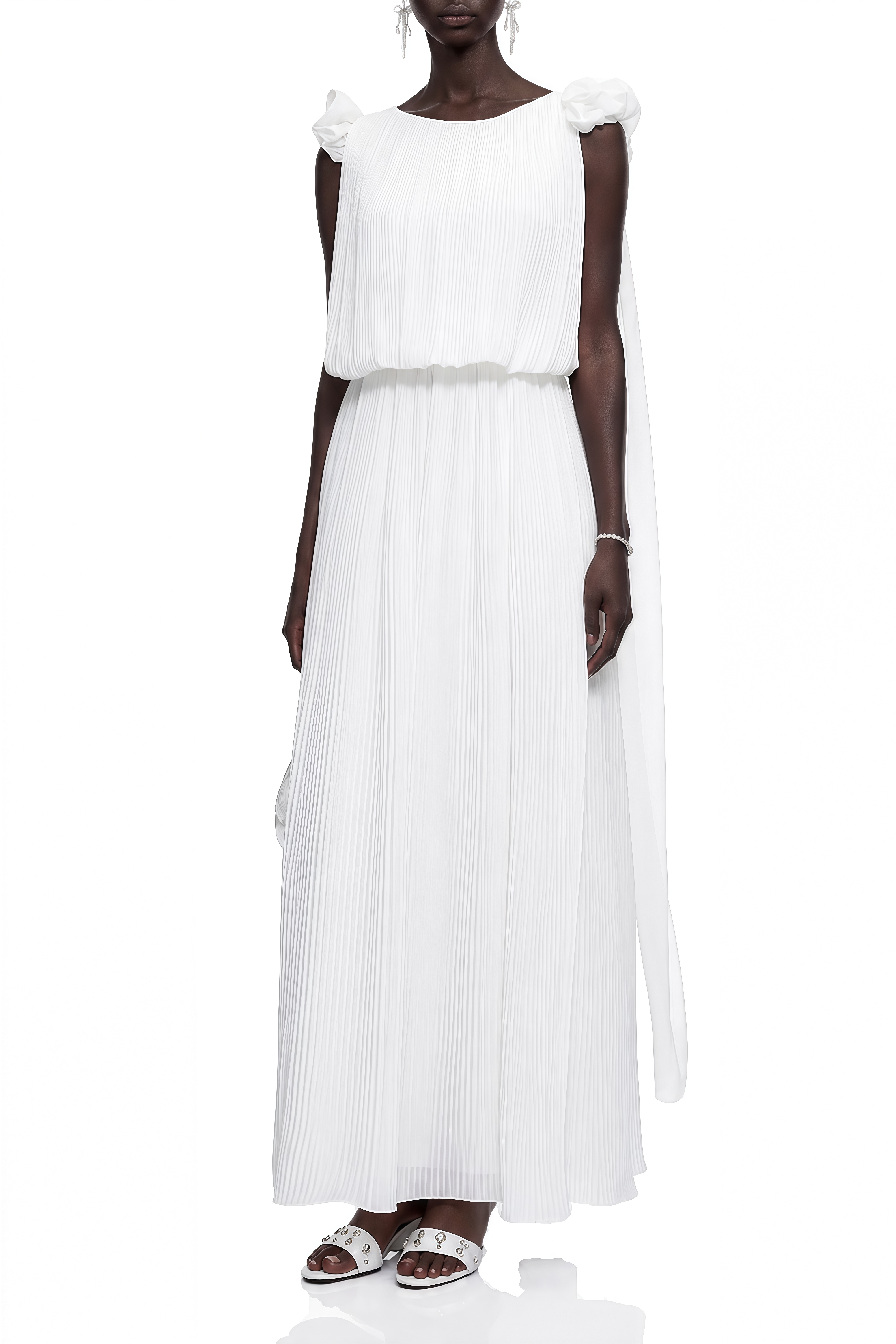 Victoria White Sleeveless Draped Maxi Dress