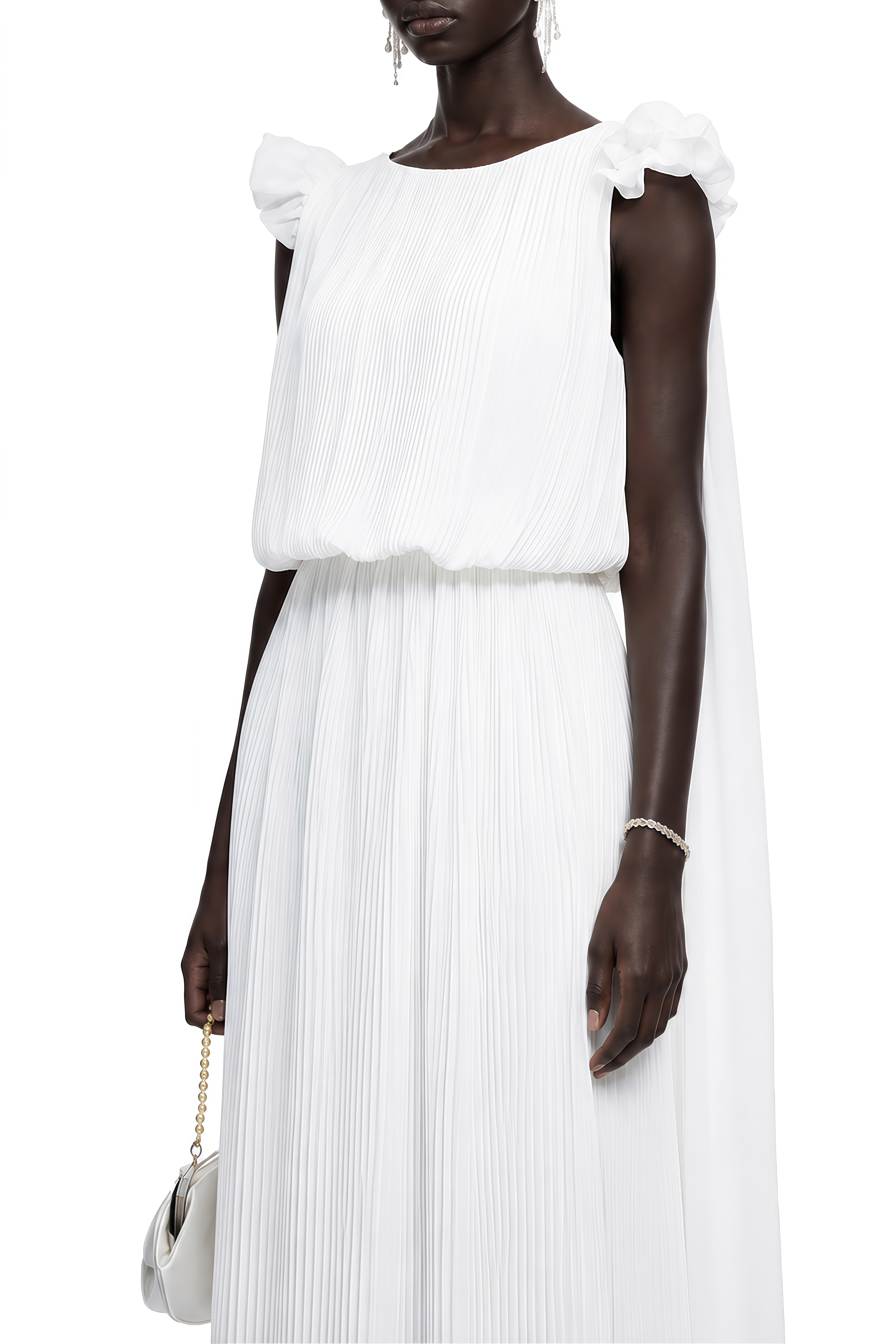 Victoria White Sleeveless Draped Maxi Dress