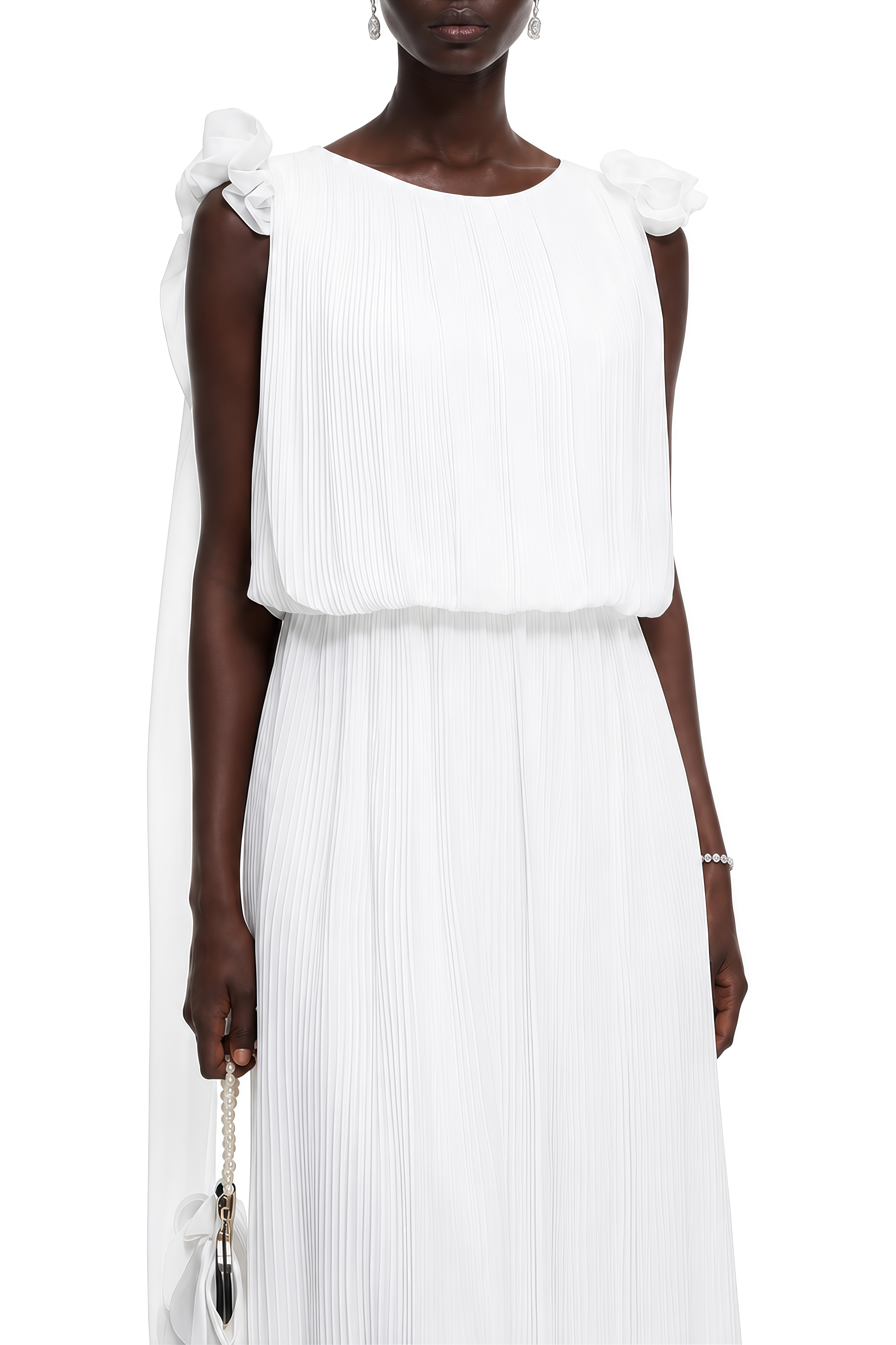 Victoria White Sleeveless Draped Maxi Dress