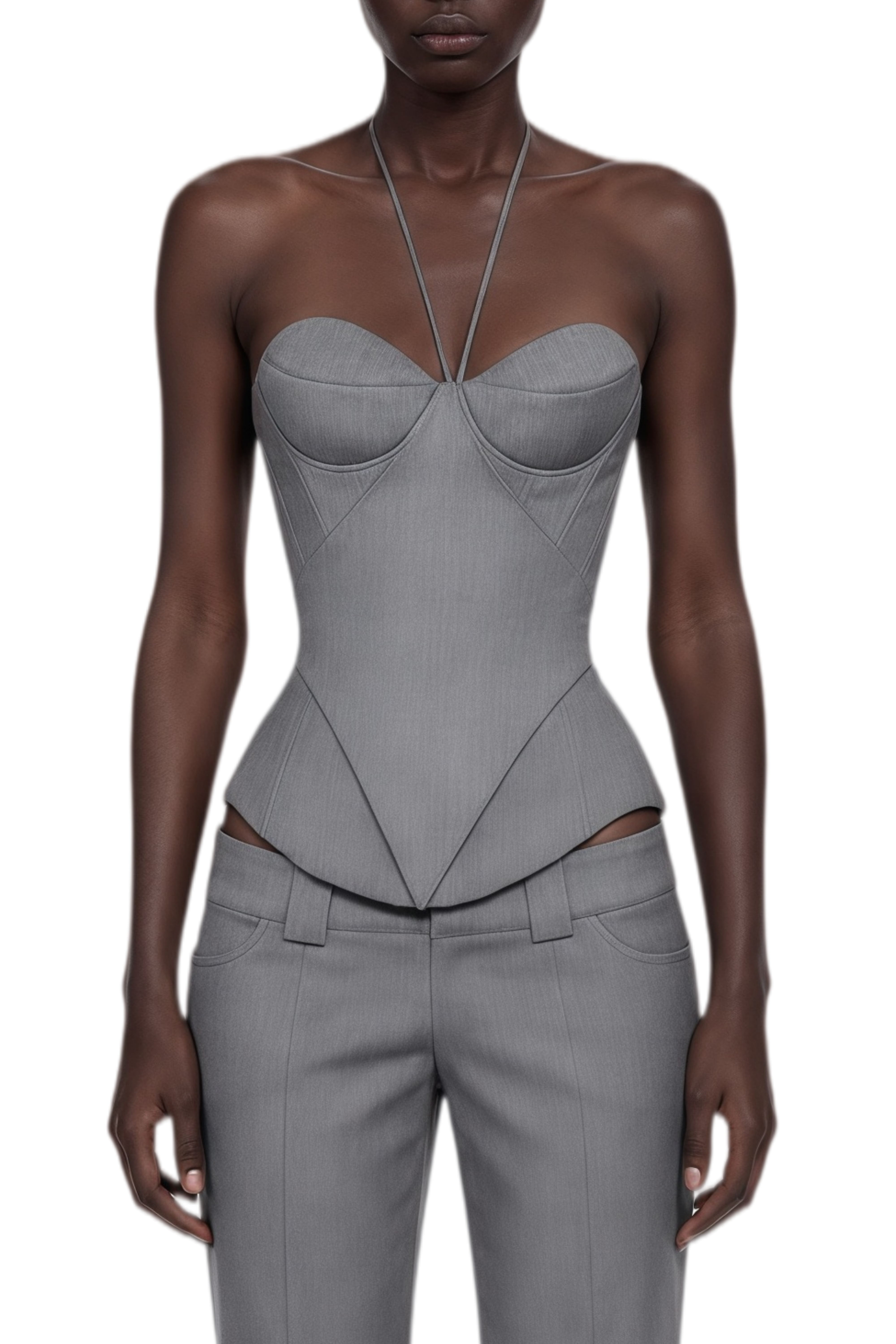 Helena Grey Sleeveless Corset Top