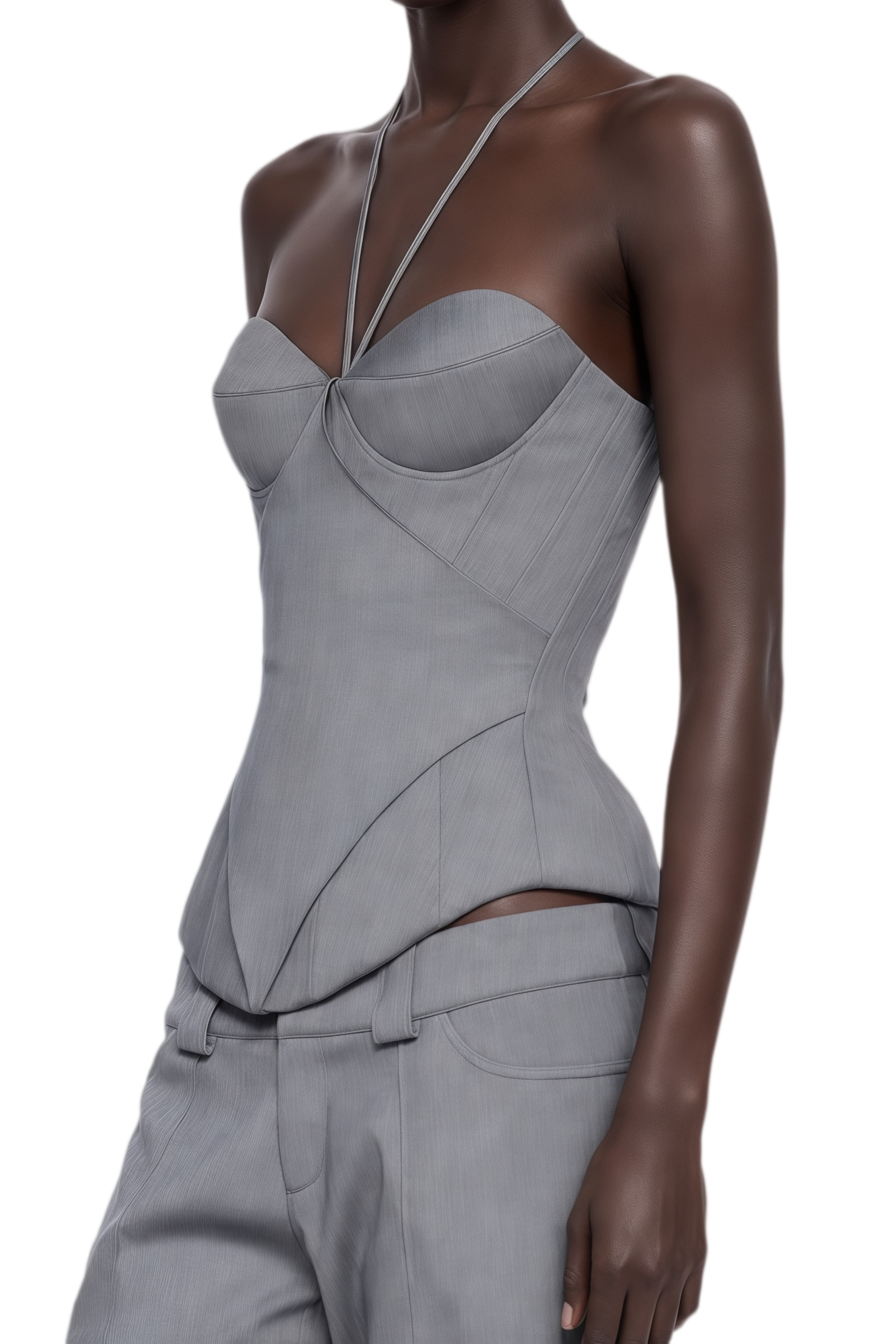 Helena Grey Sleeveless Corset Top
