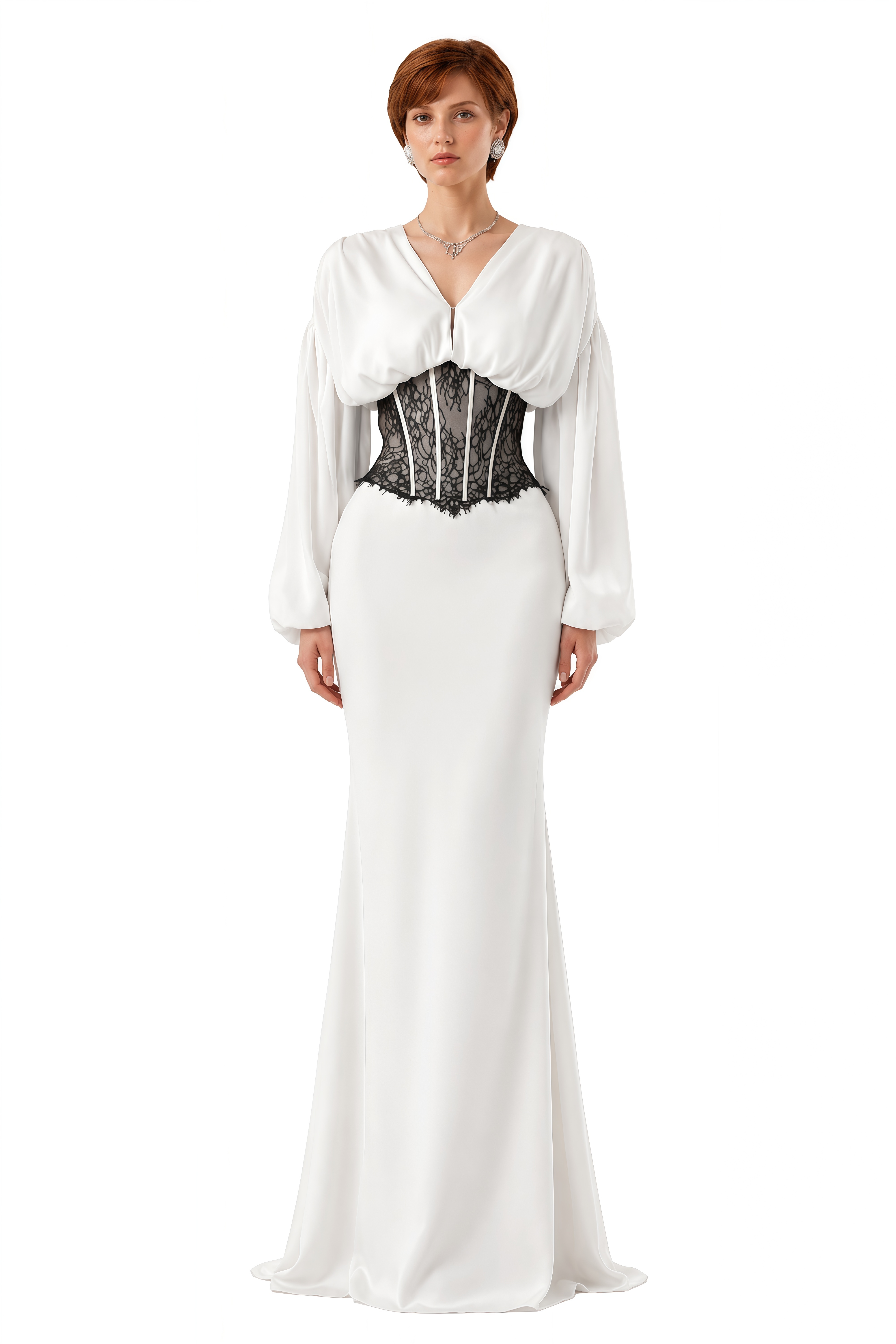 Willow White Puff Sleeve Lace Maxi Dress