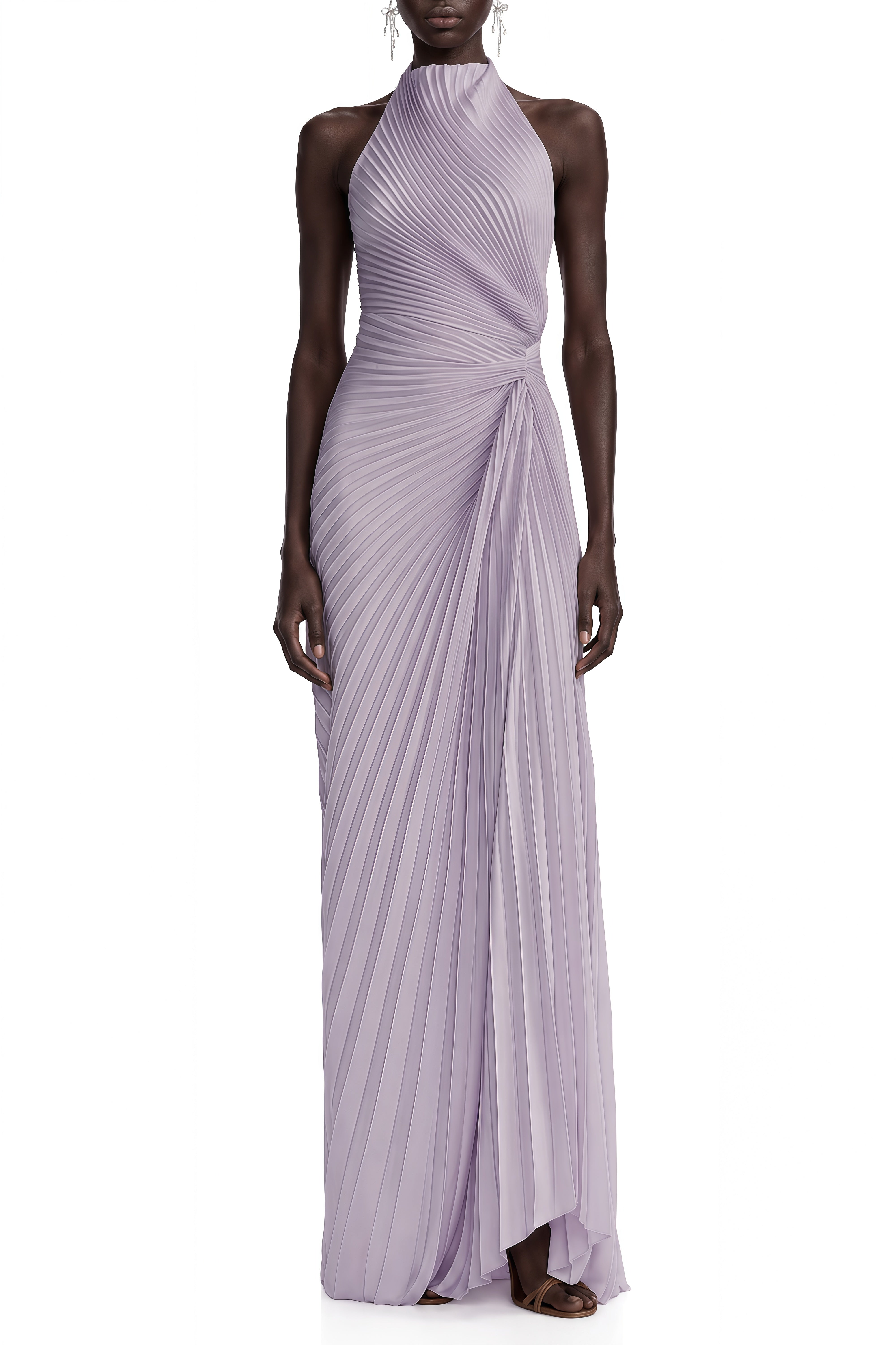 Luna Purple Halterneck Draped Maxi Dress