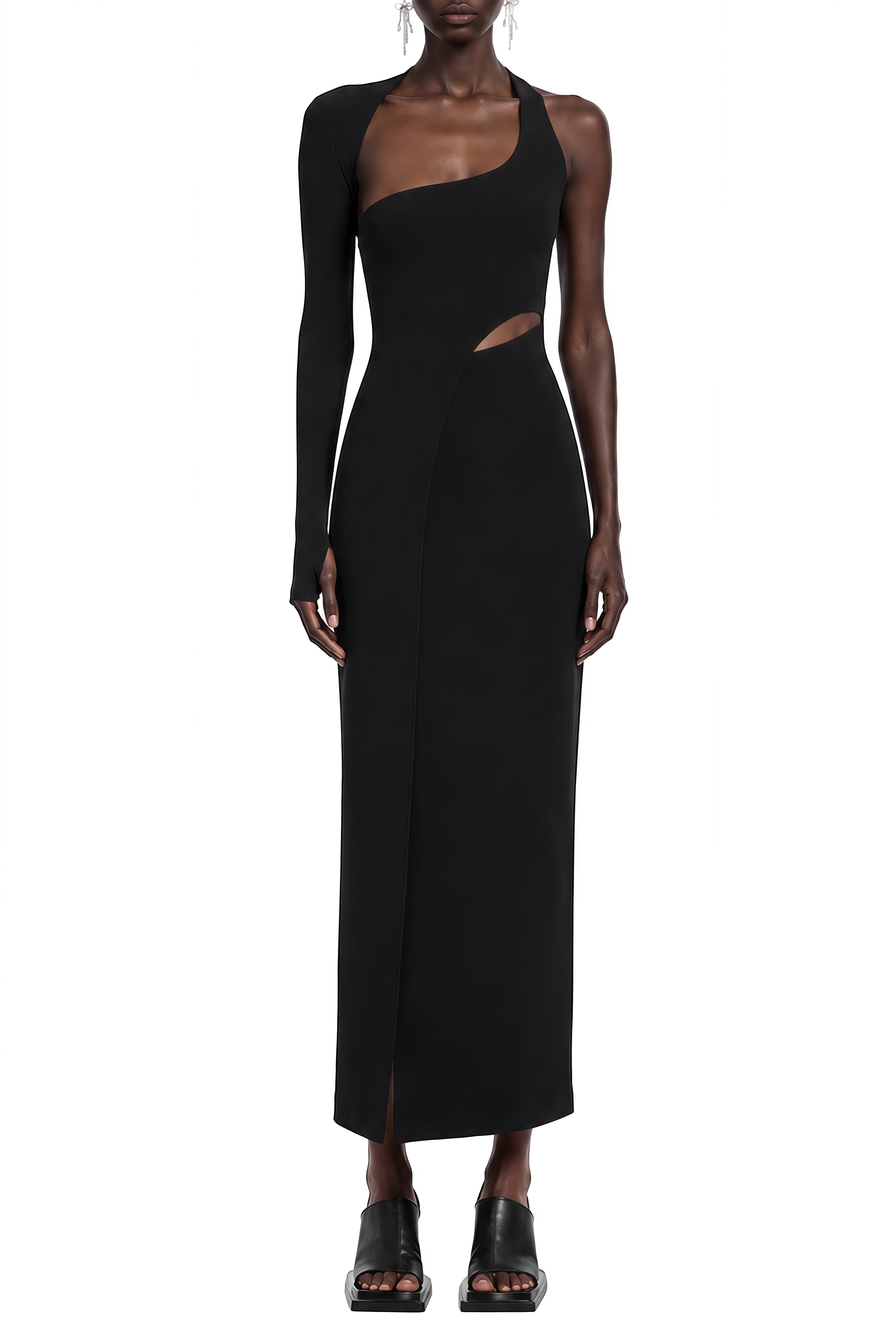 Rosalind Black Halterneck Cut-Out Midi Dress