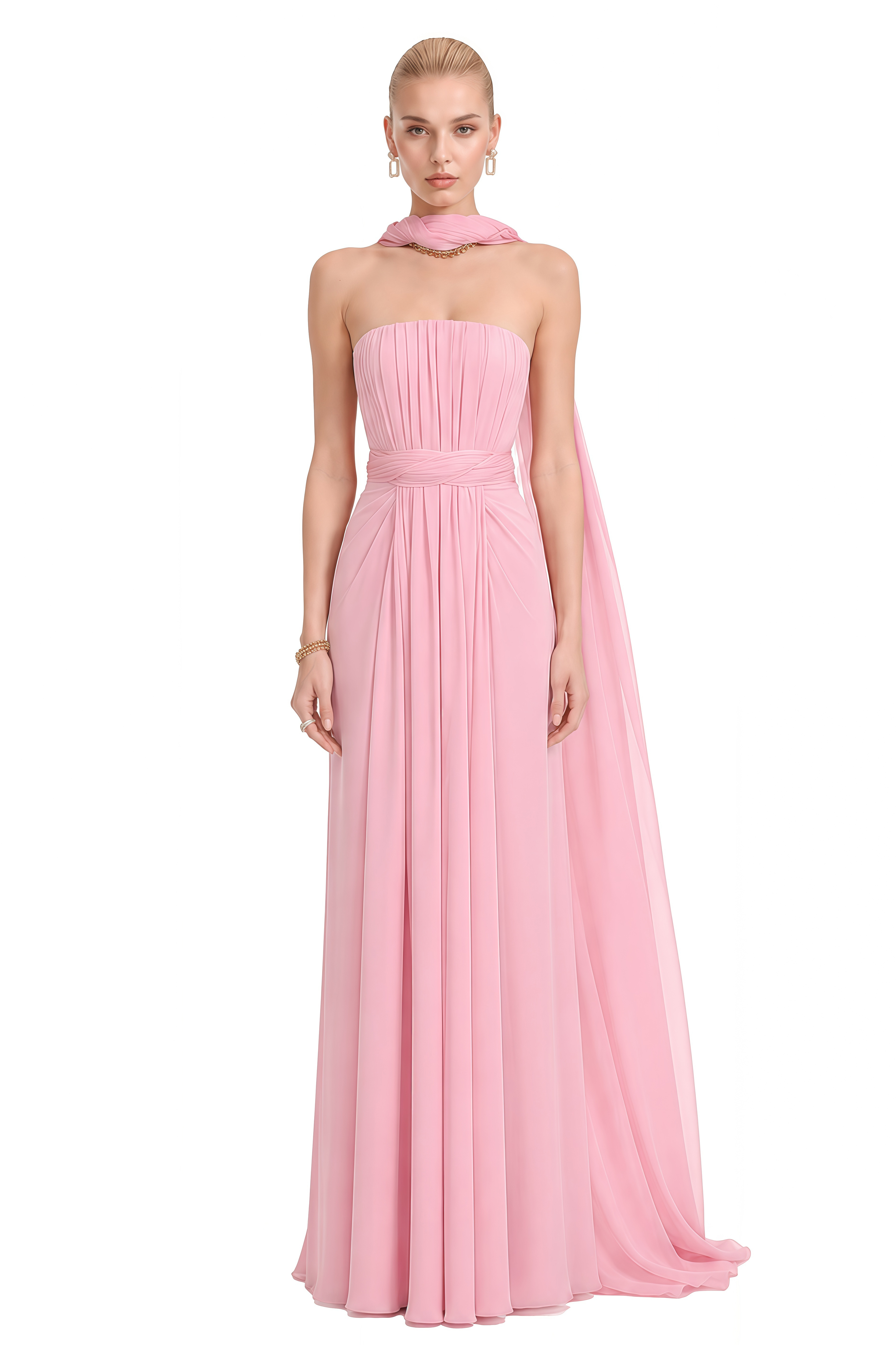 Lavinia Pink Off Shoulder Draped Maxi Dress