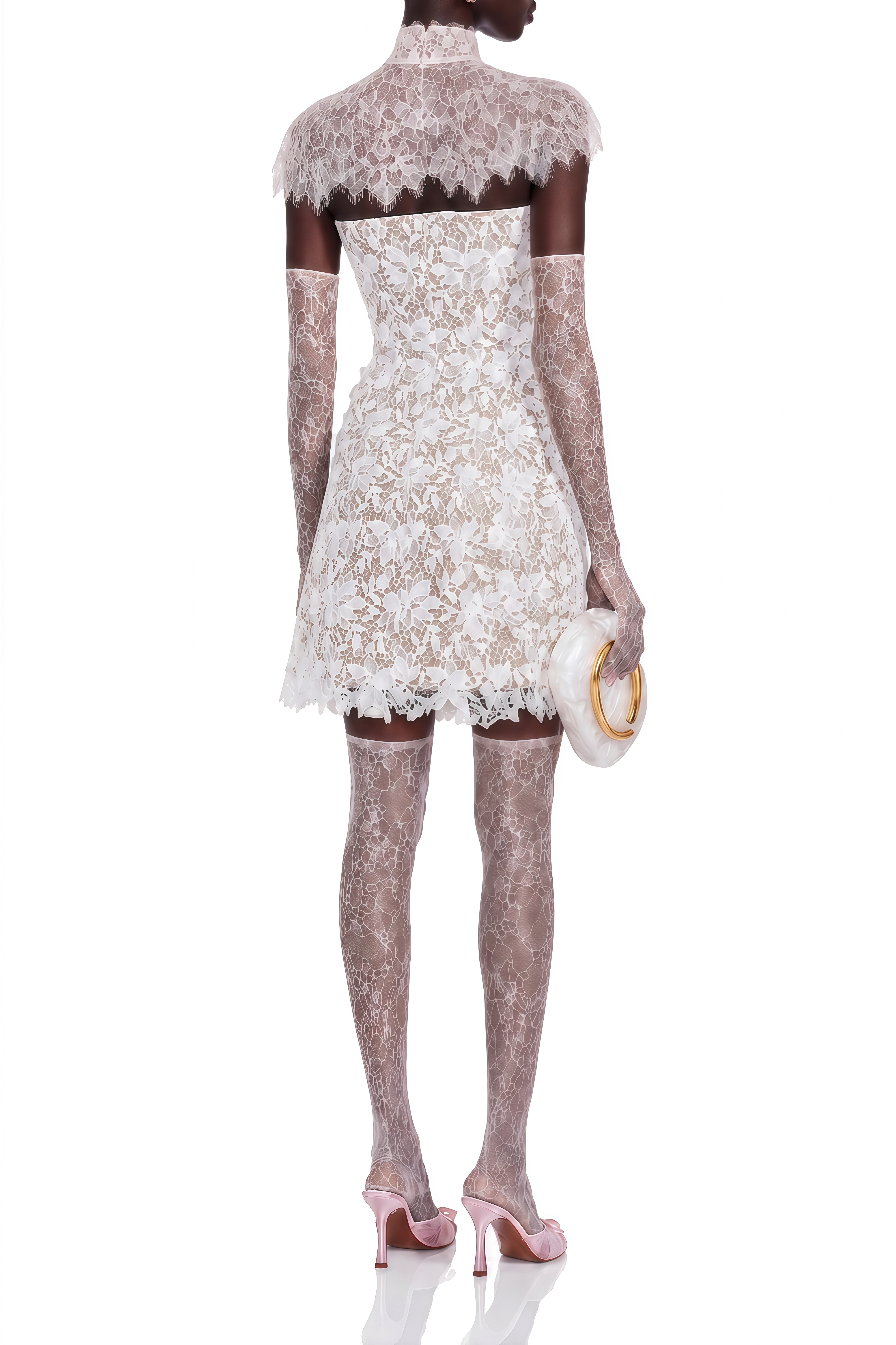 Ember White Off Shoulder Lace Mini Dress