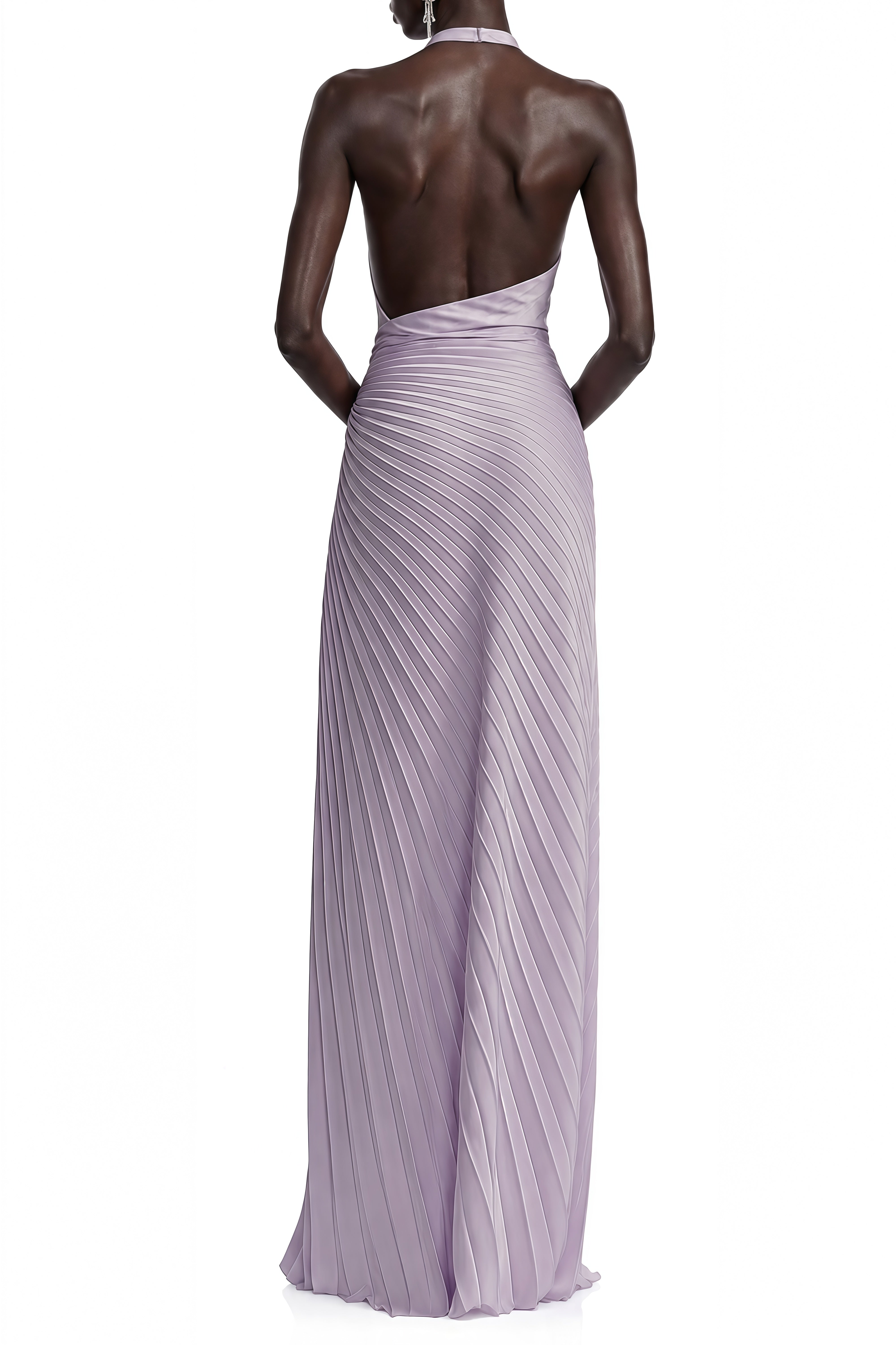 Luna Purple Halterneck Draped Maxi Dress