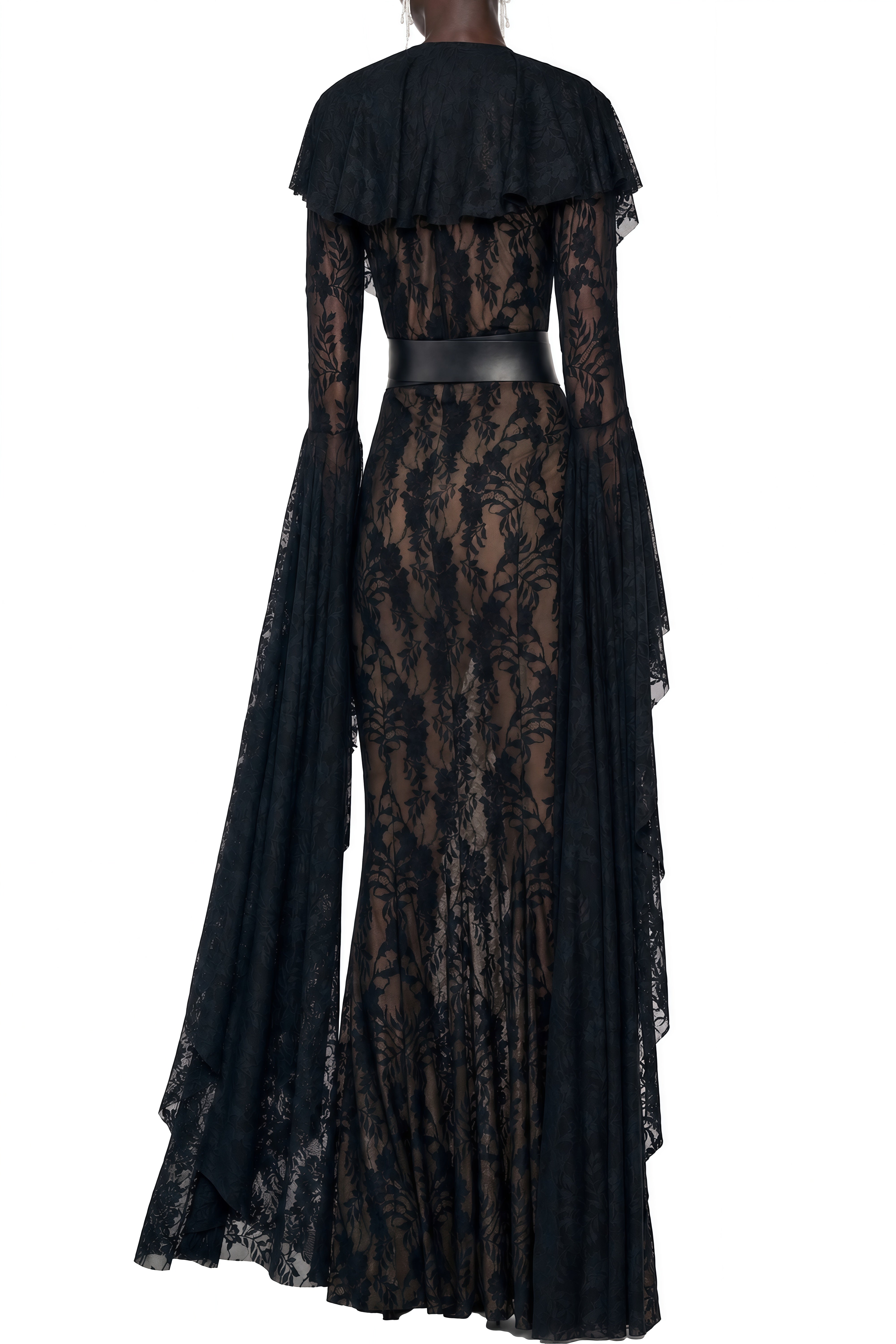 Rosalind Black Floral Lace Maxi Dress