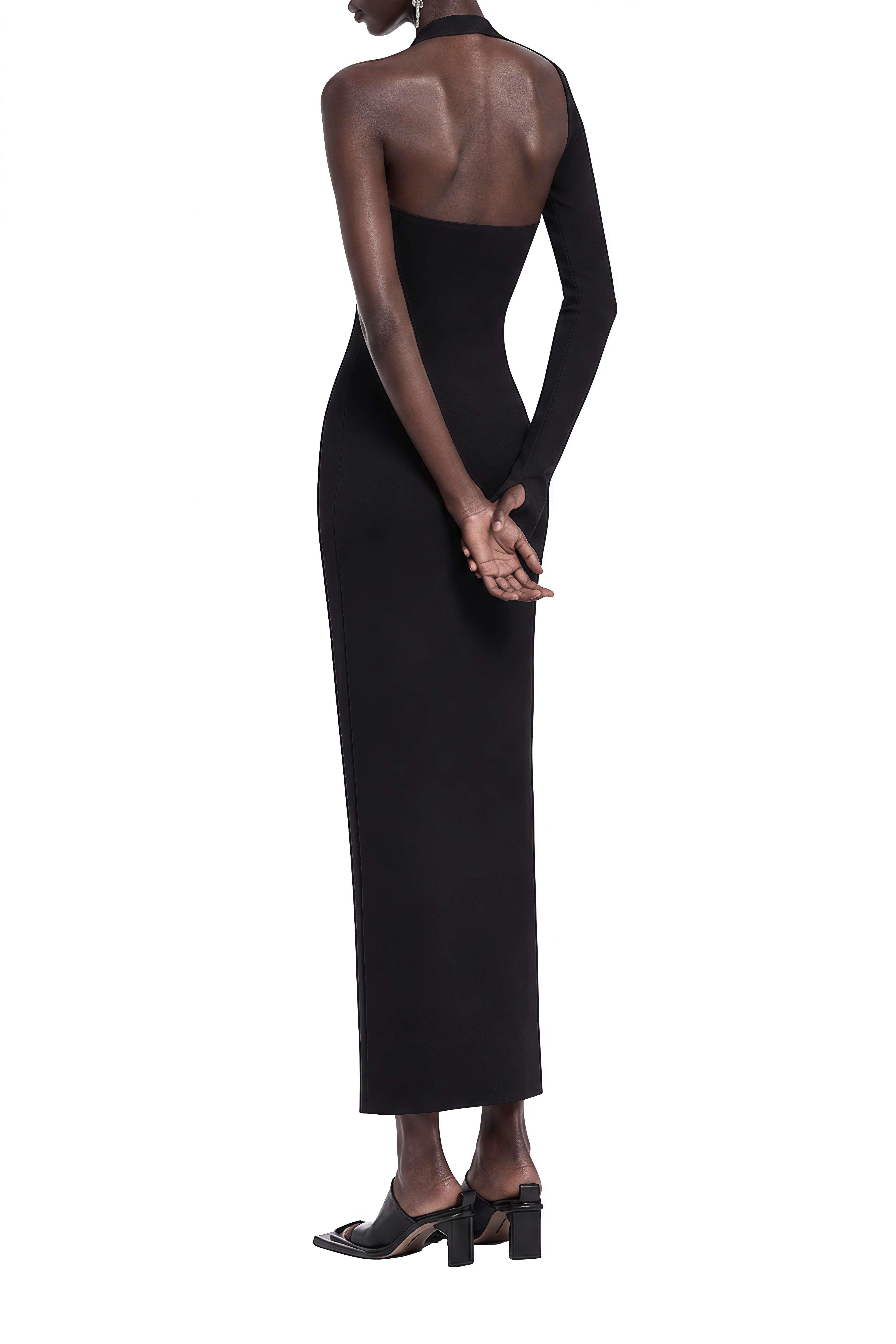Rosalind Black Halterneck Cut-Out Midi Dress