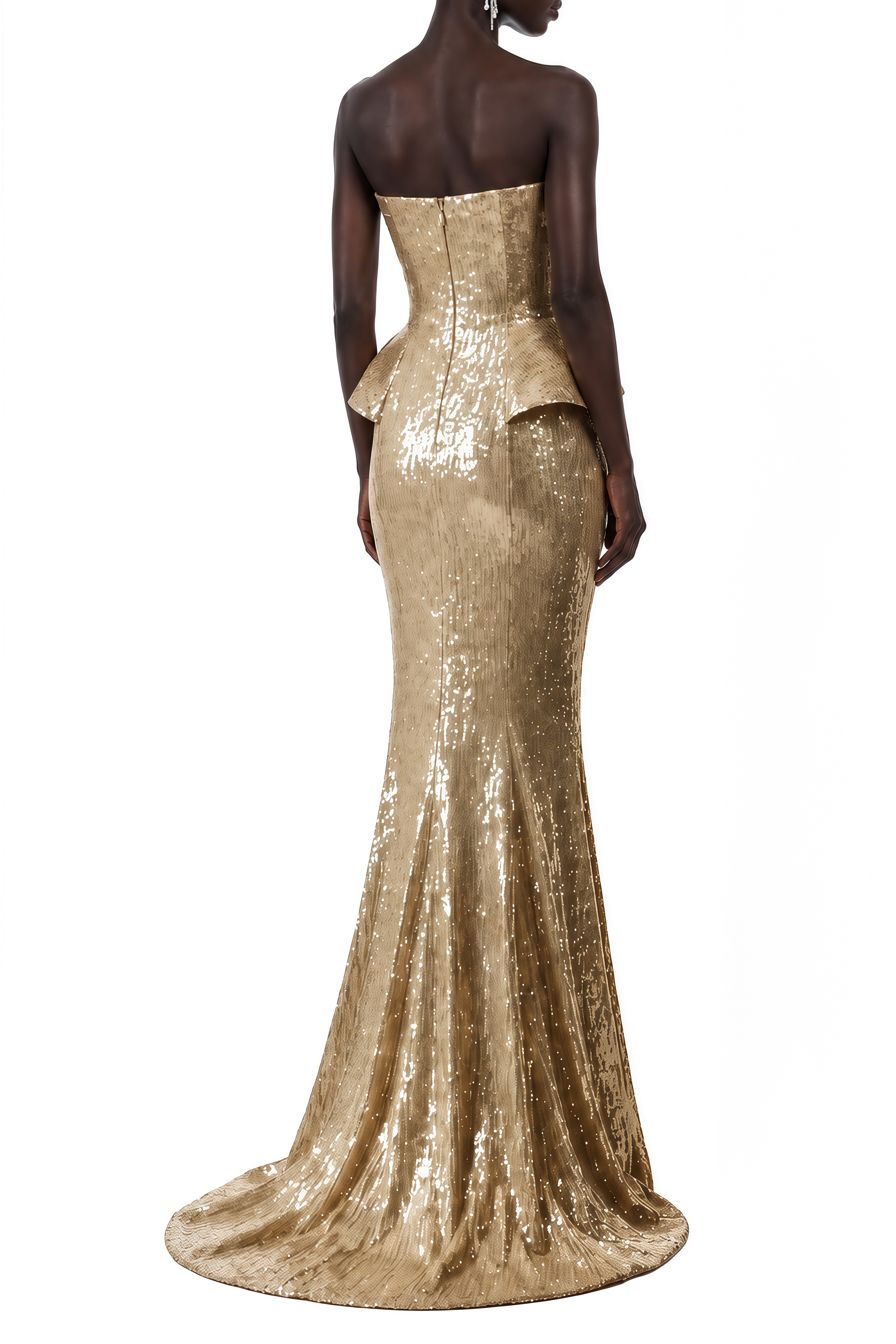 Beatrice Gold Strapless Sequin Maxi Dress