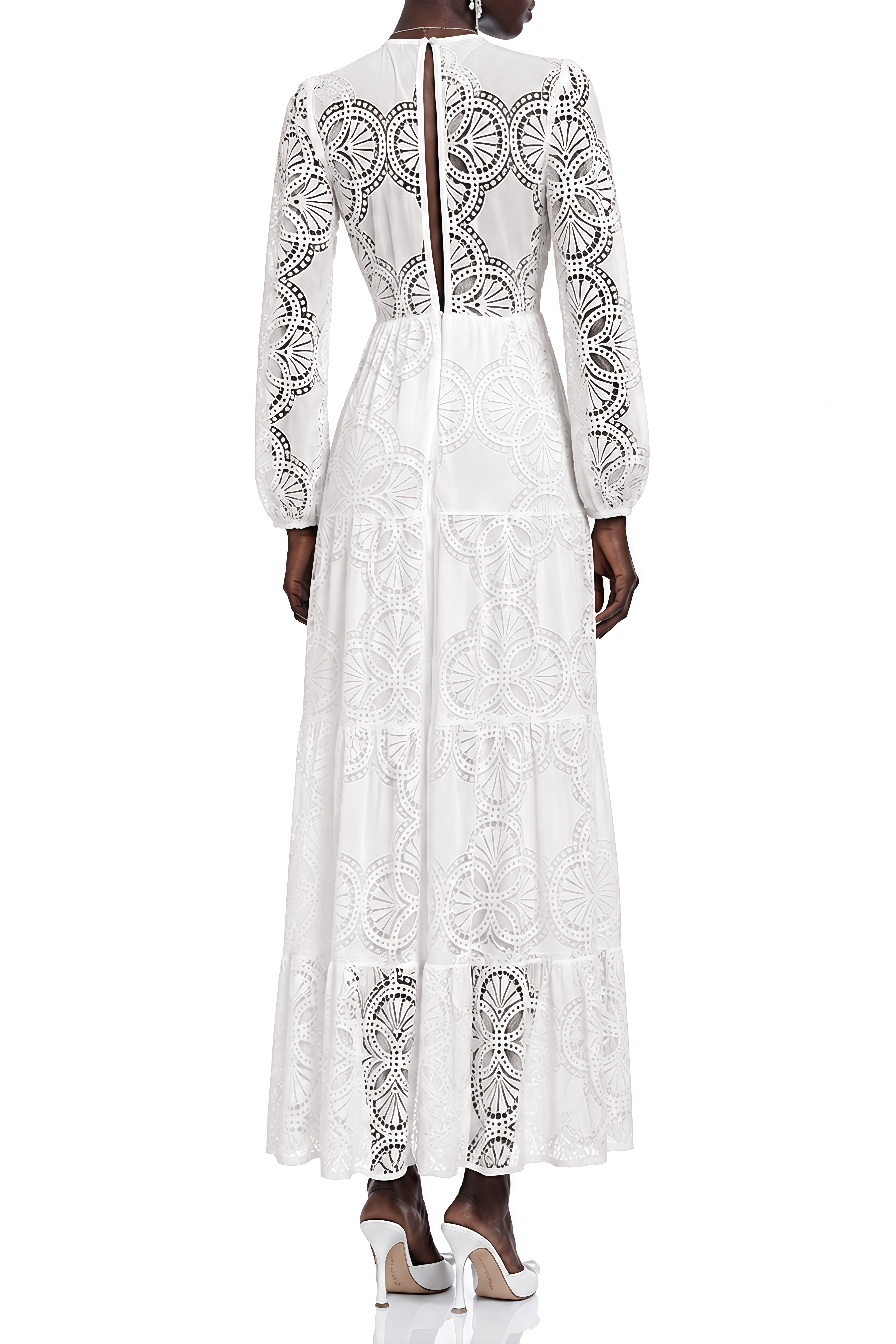 Amelia White Puff Sleeve Ruched Maxi Dress