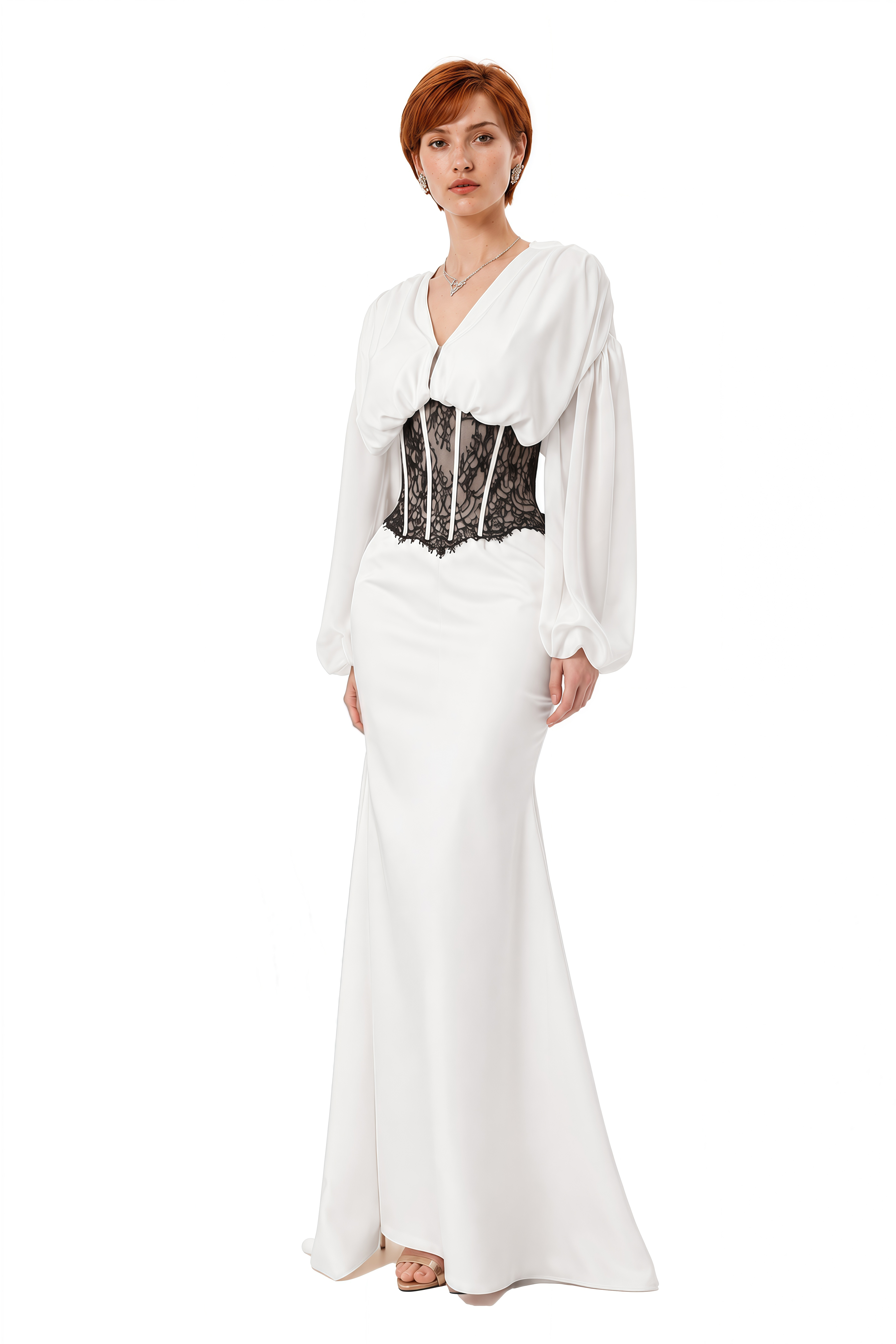 Willow White Puff Sleeve Lace Maxi Dress