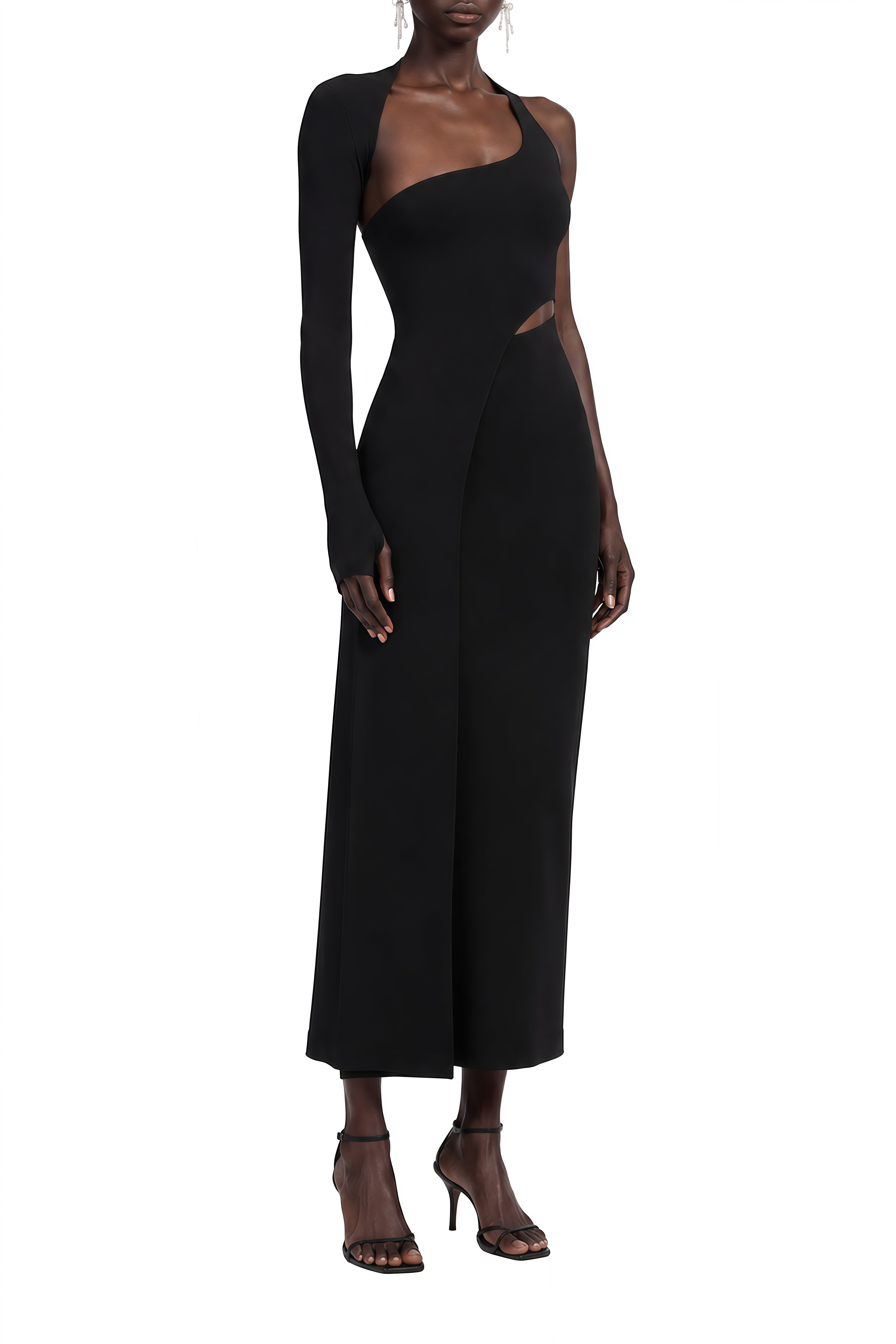 Rosalind Black Halterneck Cut-Out Midi Dress