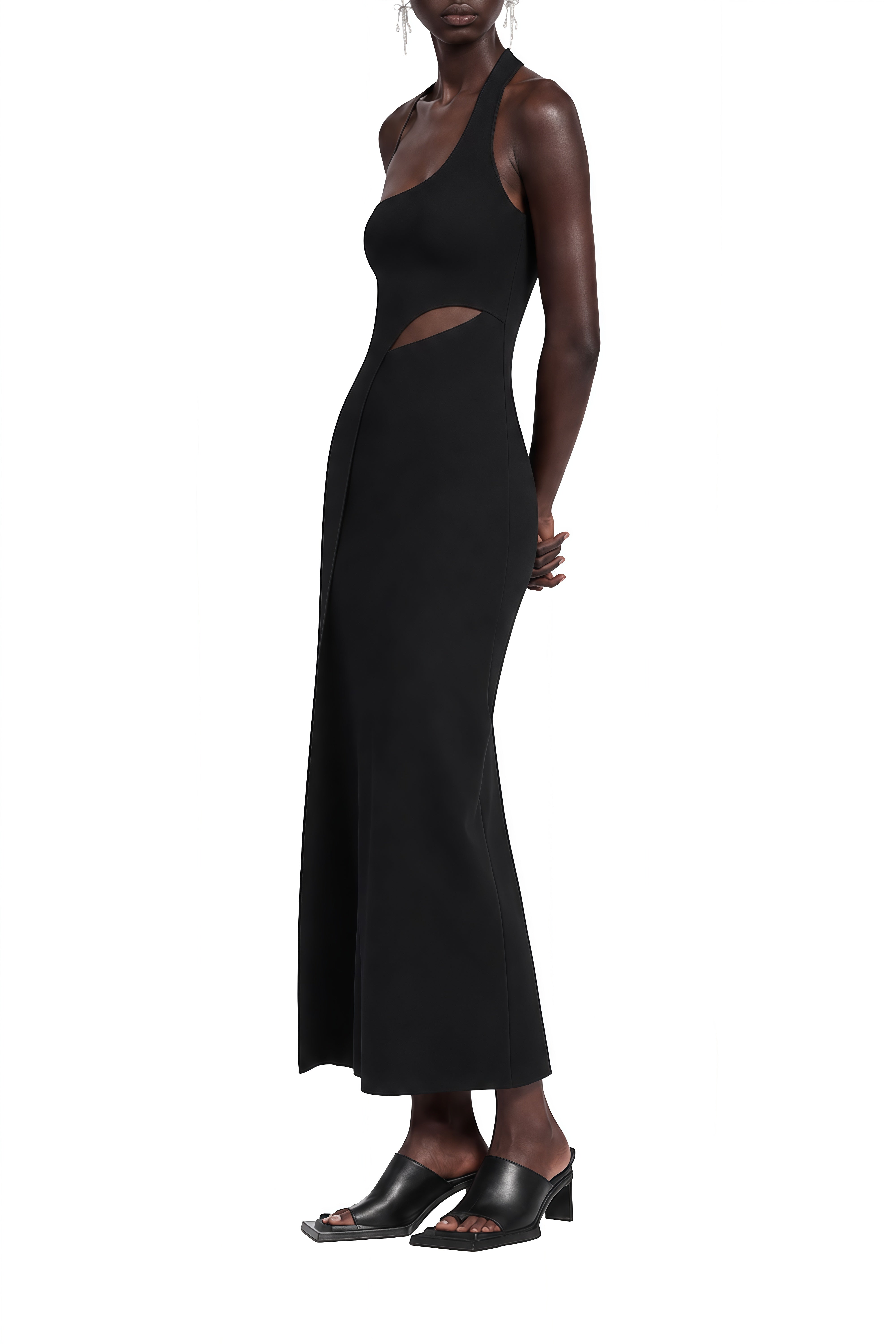 Rosalind Black Halterneck Cut-Out Midi Dress