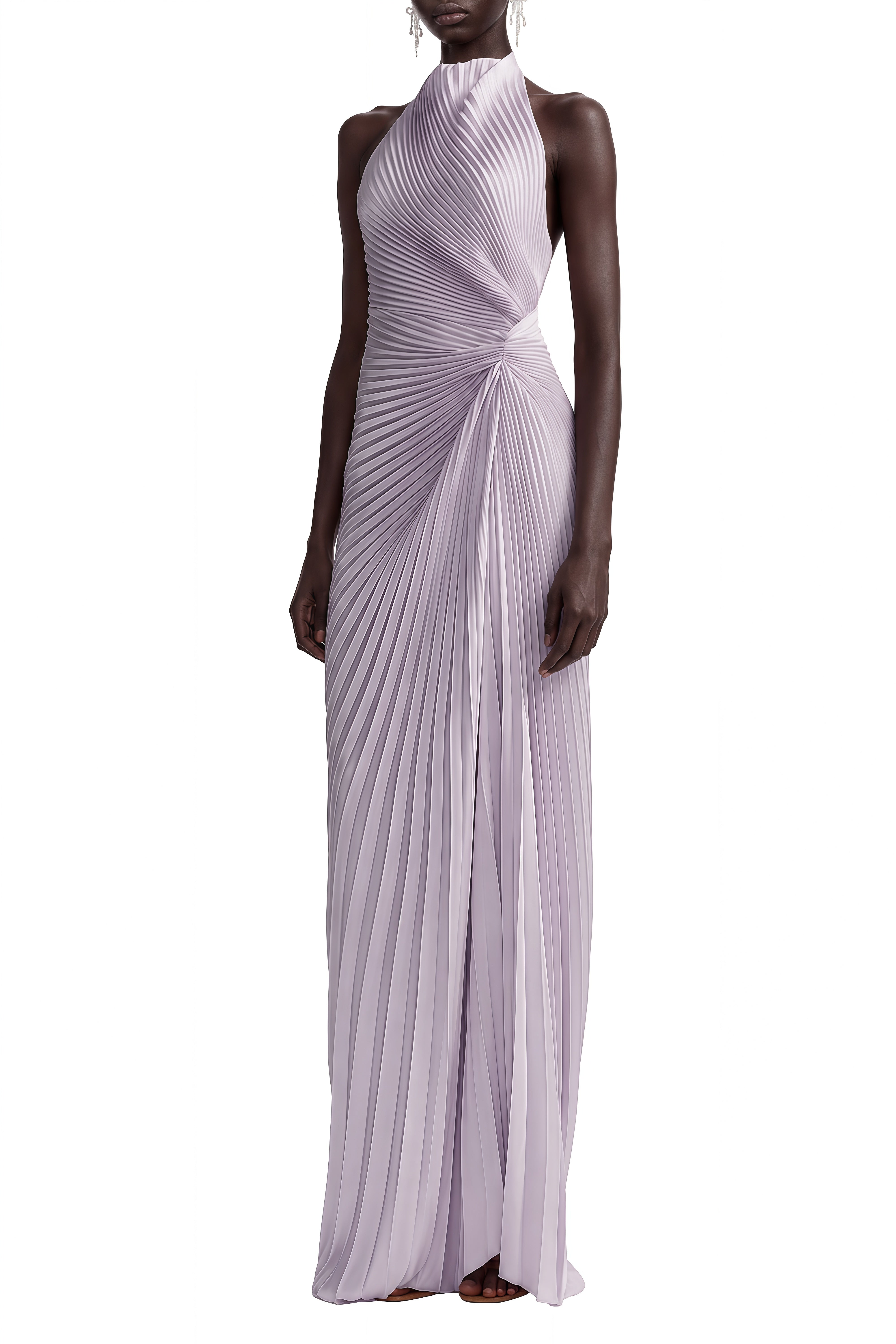 Luna Purple Halterneck Draped Maxi Dress