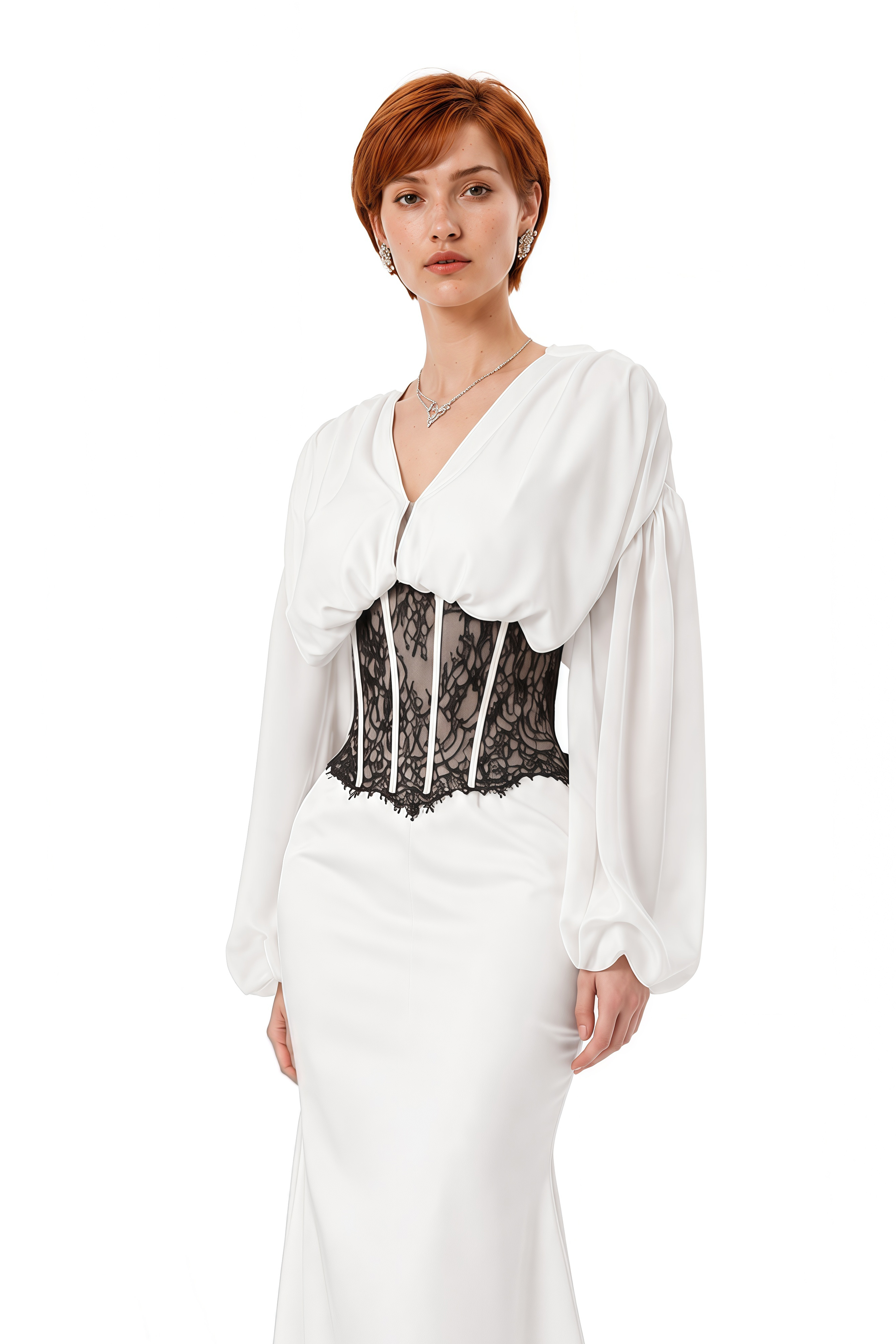 Willow White Puff Sleeve Lace Maxi Dress