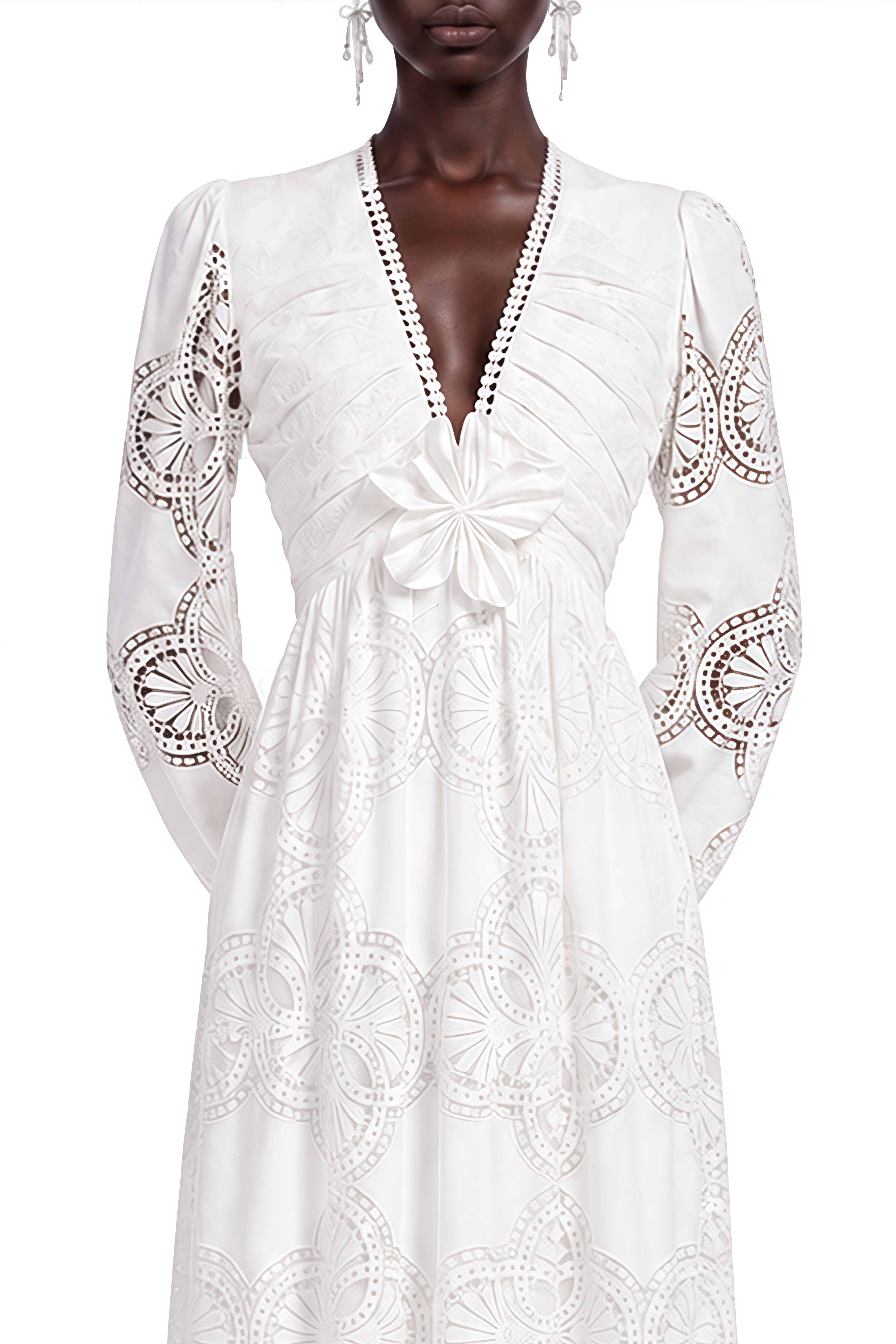 Amelia White Puff Sleeve Ruched Maxi Dress