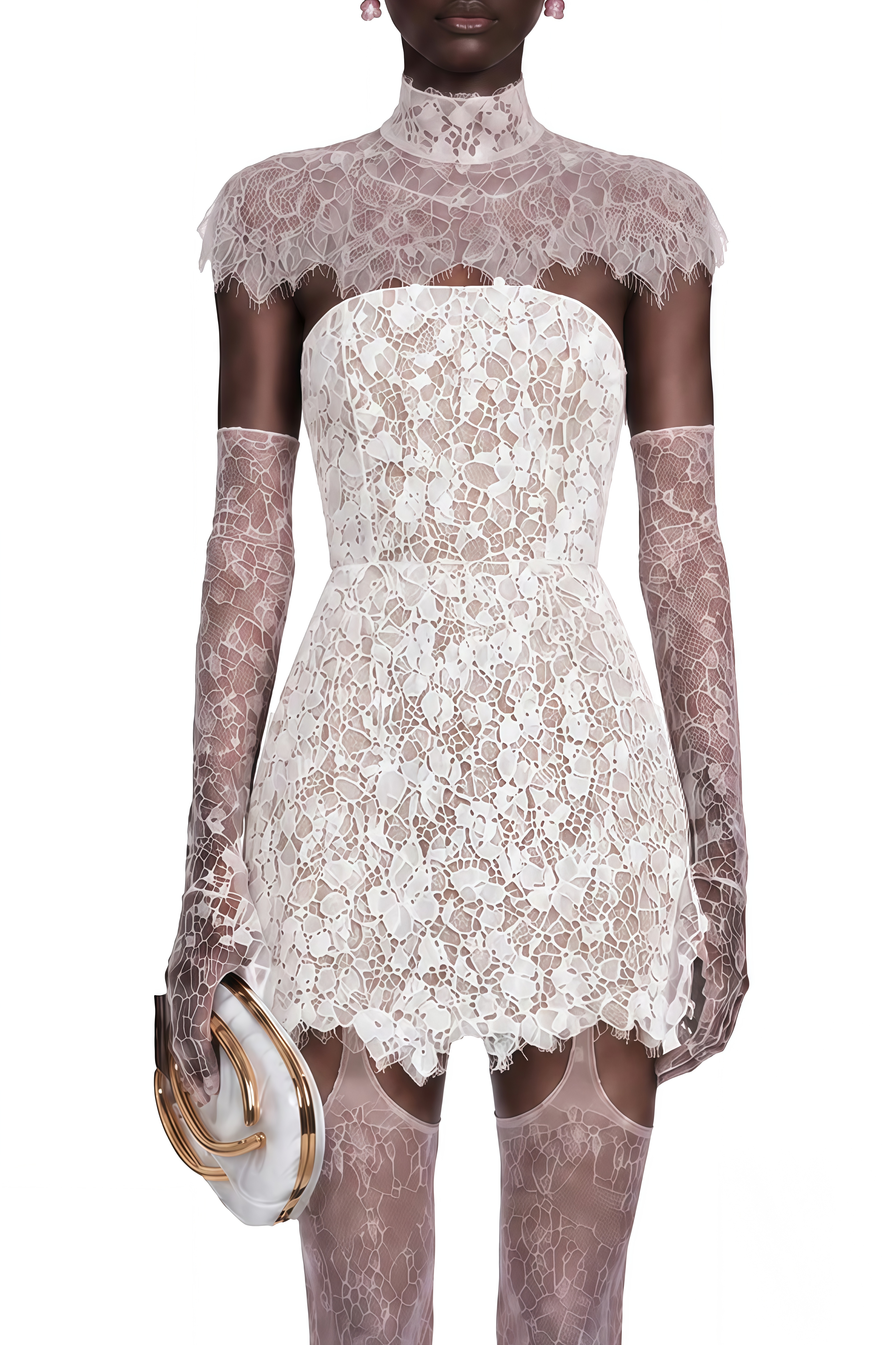 Ember White Off Shoulder Lace Mini Dress