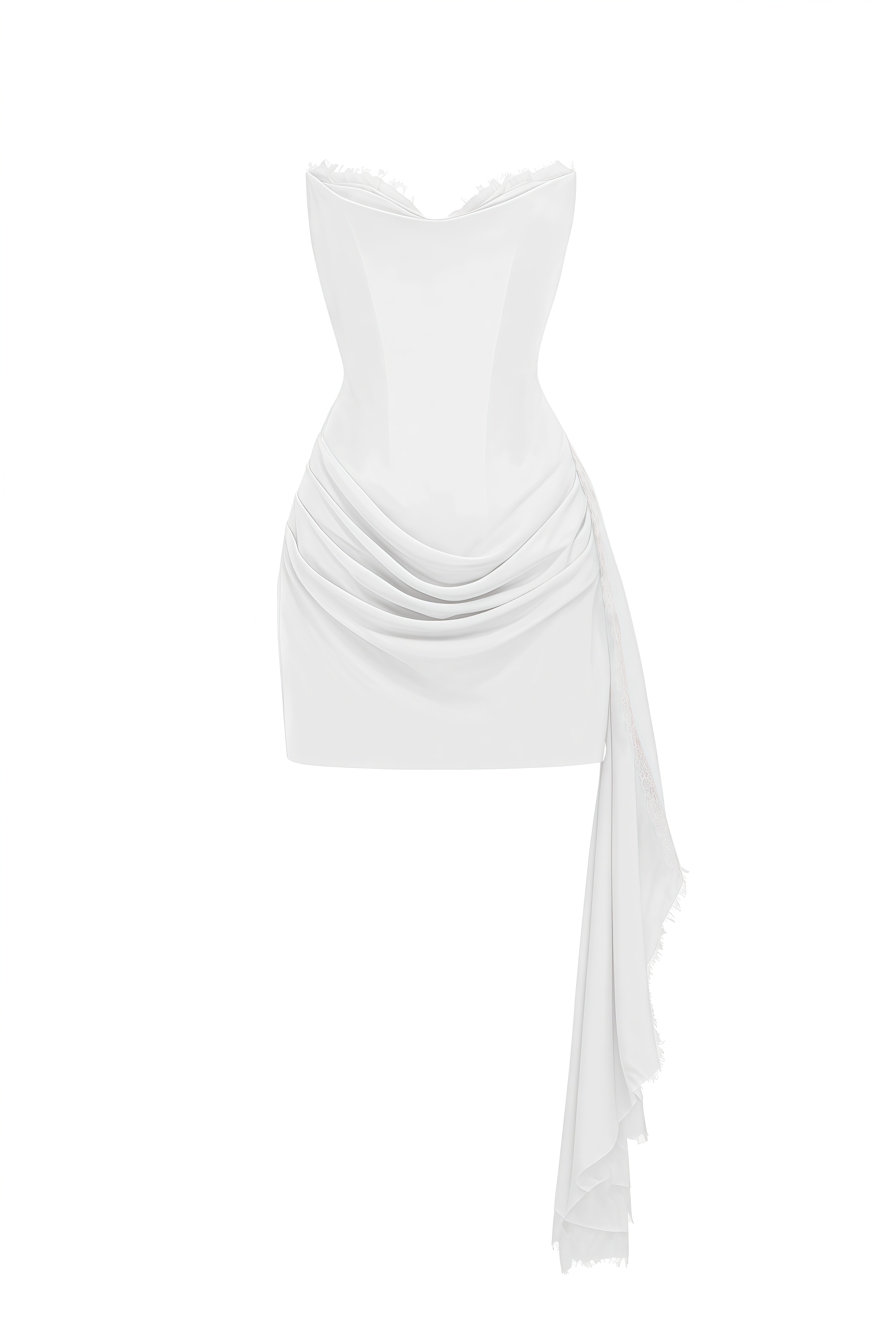 Ember White Strapless Ruched Mini Dress