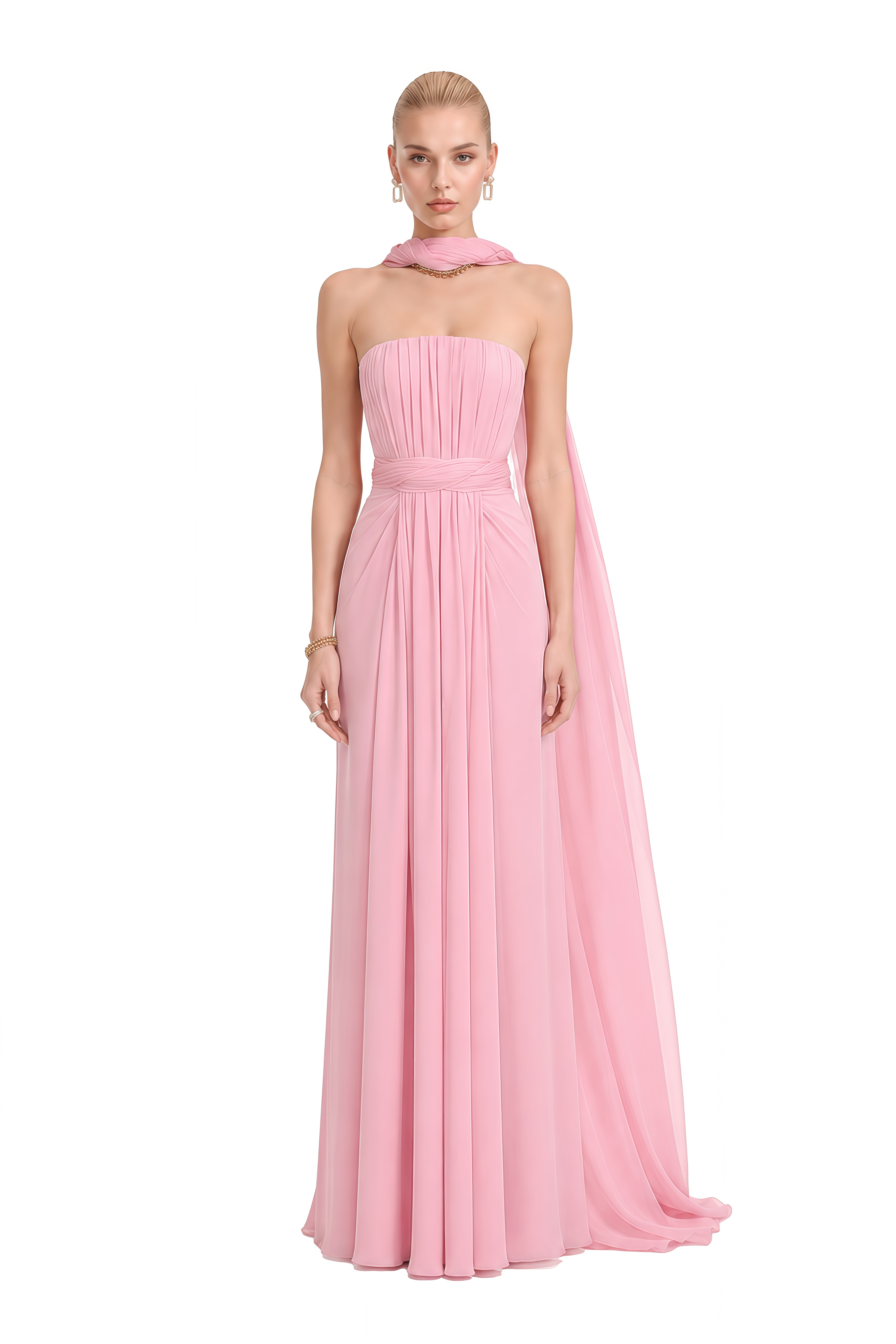 Lavinia Pink Off Shoulder Draped Maxi Dress