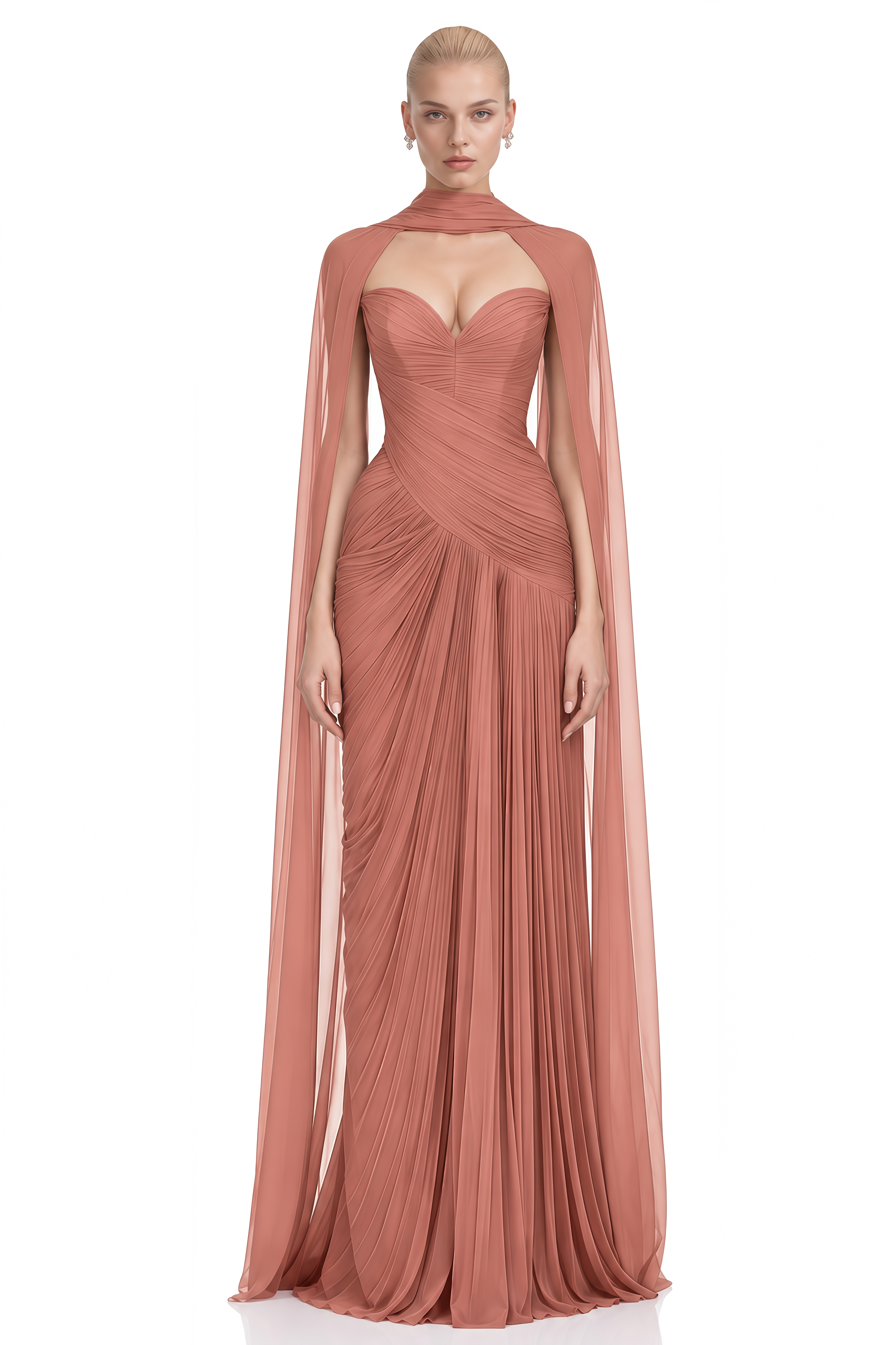 Odette Pink Sweetheart Neck Asymmetrical Maxi Dress