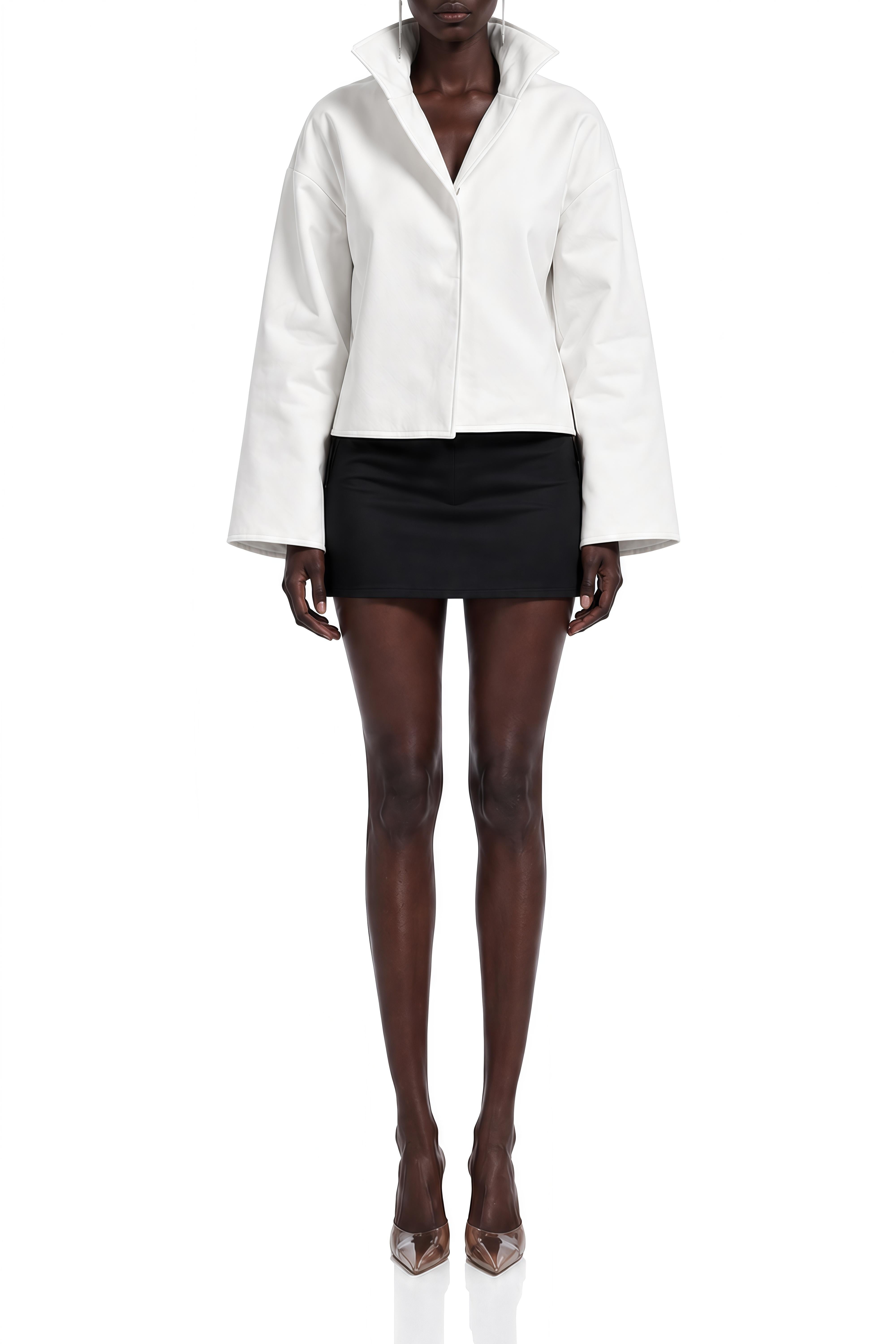 Ophelia White Turtleneck Long Sleeves Coat