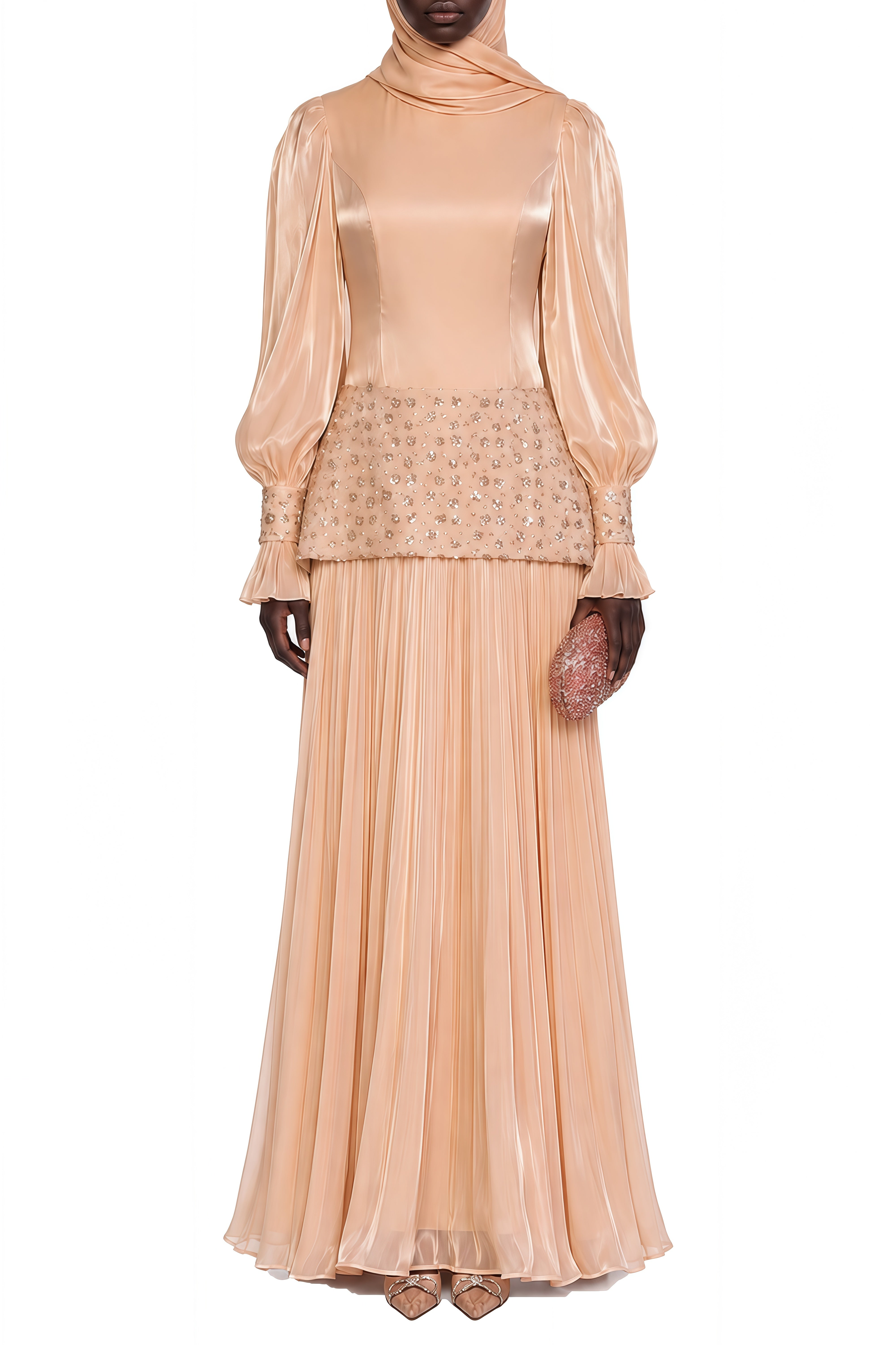 Miranda Pink Puff Sleeves Ruffled Maxi Dress