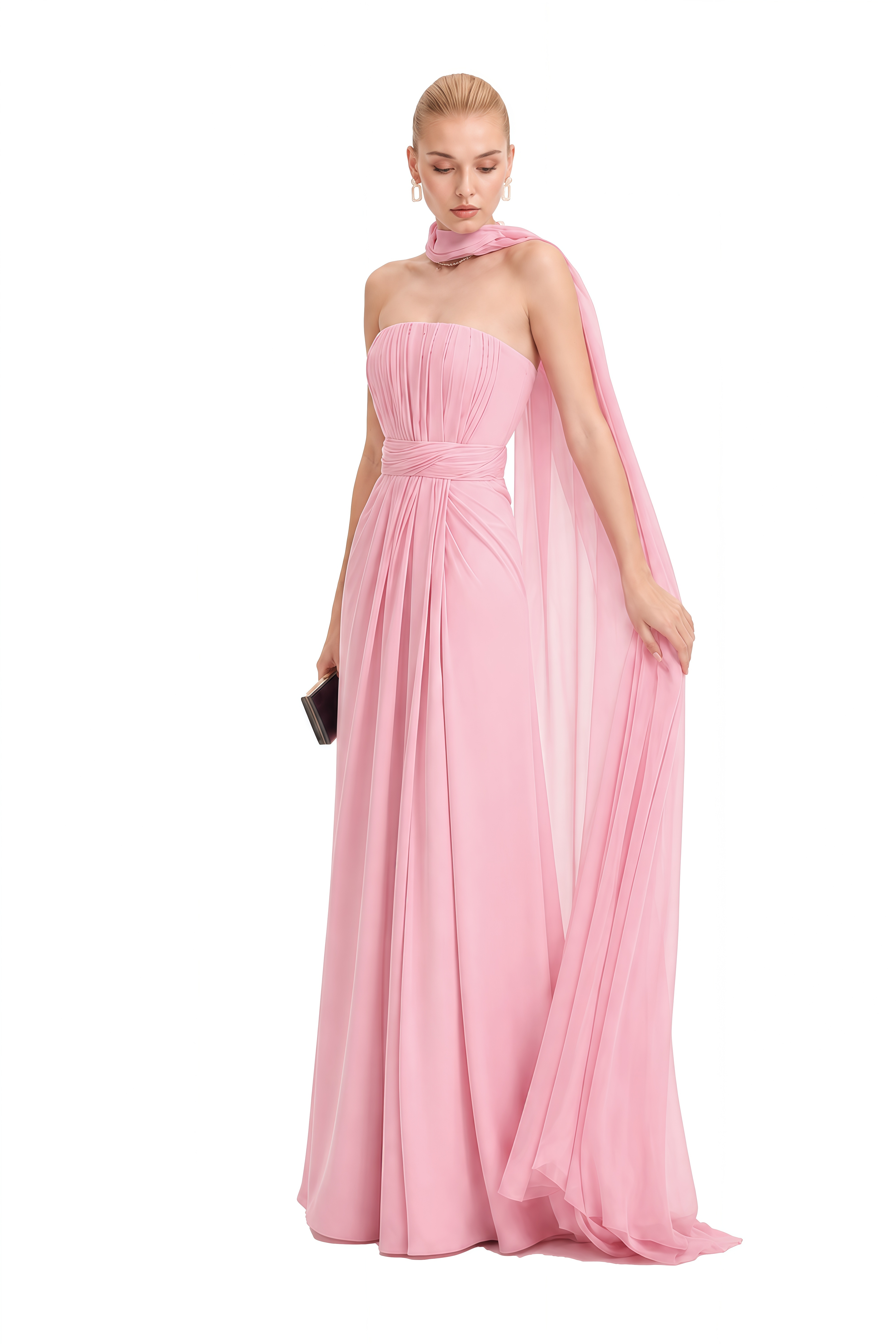 Lavinia Pink Off Shoulder Draped Maxi Dress
