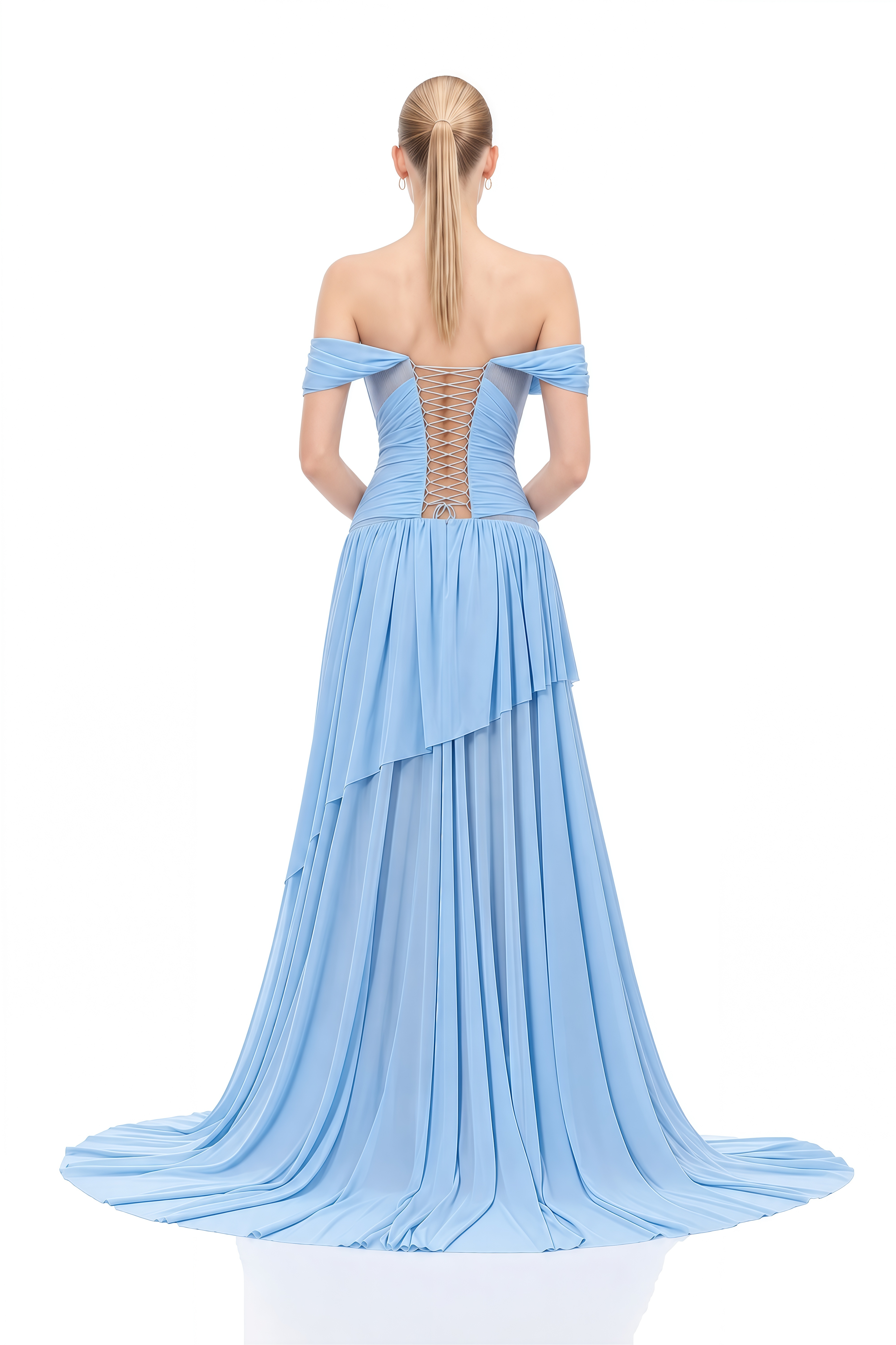 Imogen Blue Off Shoulder Lace Maxi Dress