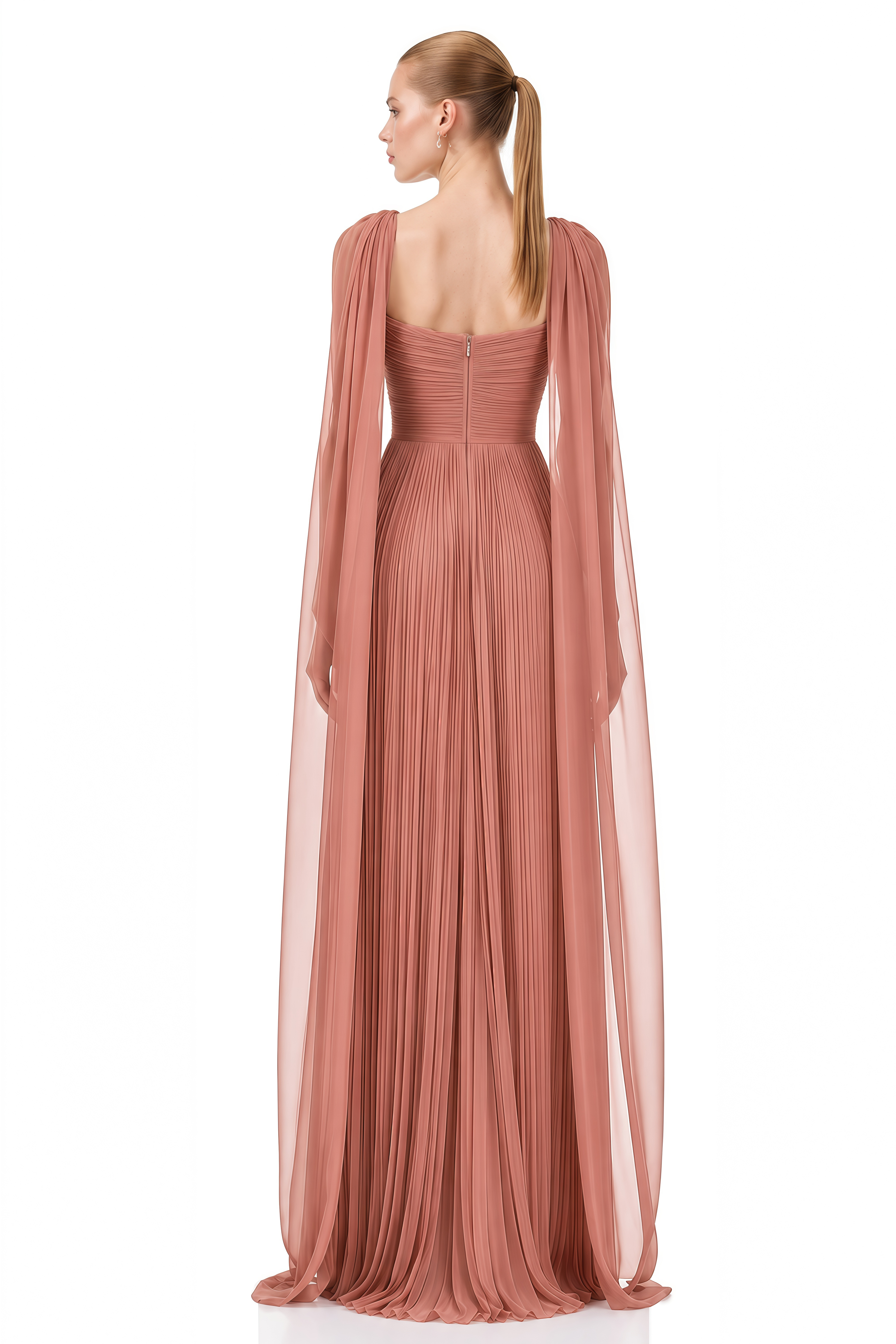 Odette Pink Sweetheart Neck Asymmetrical Maxi Dress