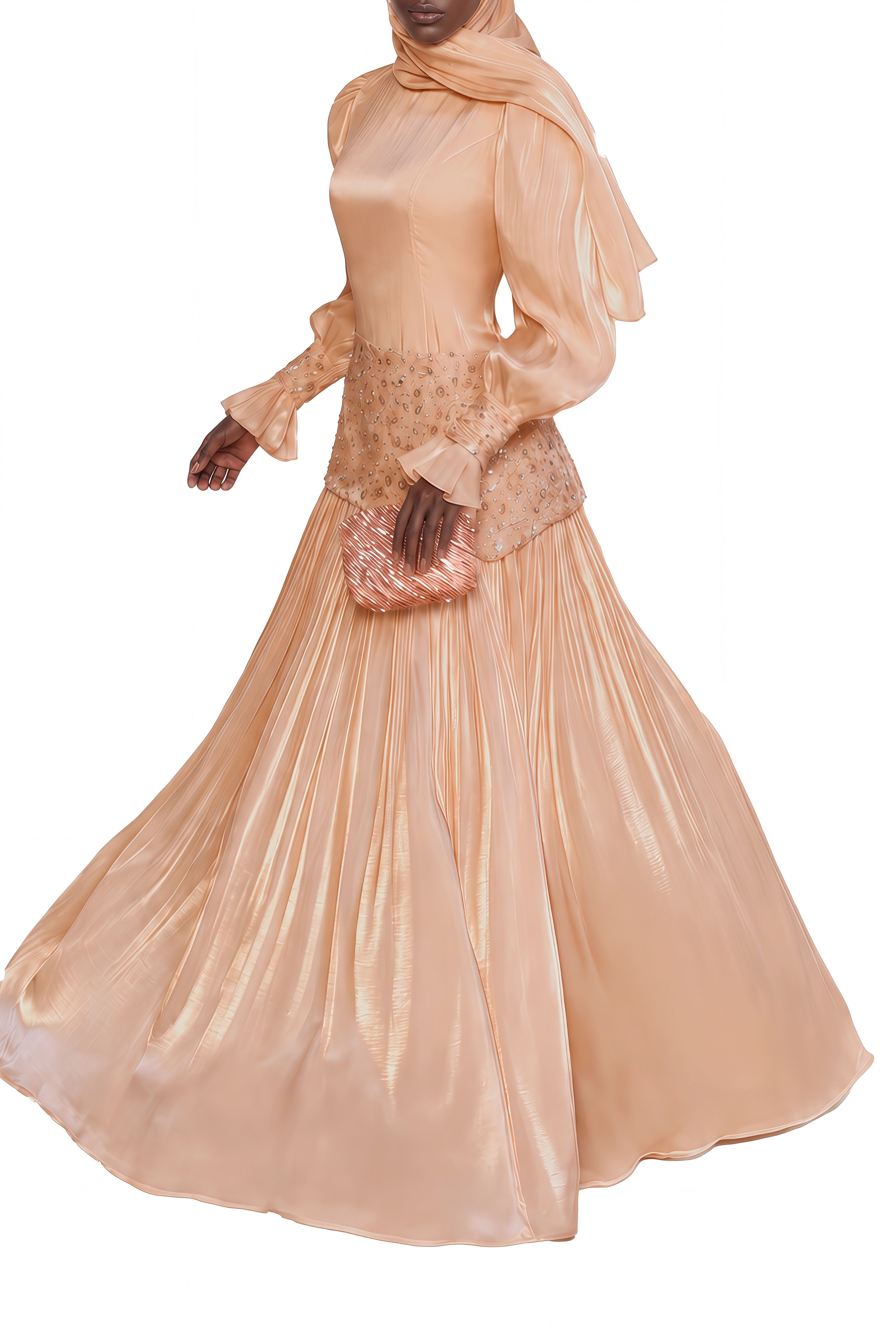 Miranda Pink Puff Sleeves Ruffled Maxi Dress