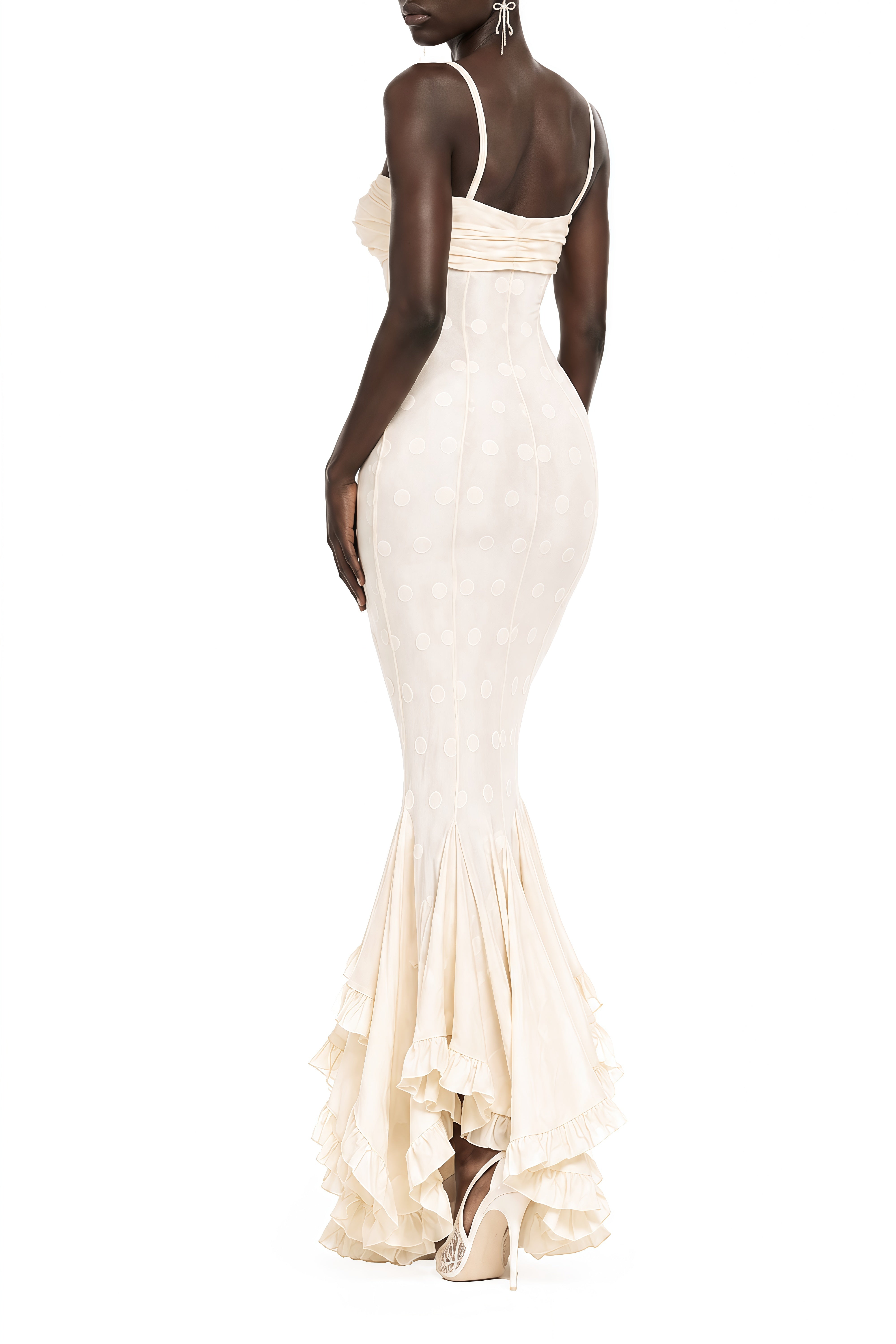 Cecile Ivory Sleeveless Ruched Maxi Dress
