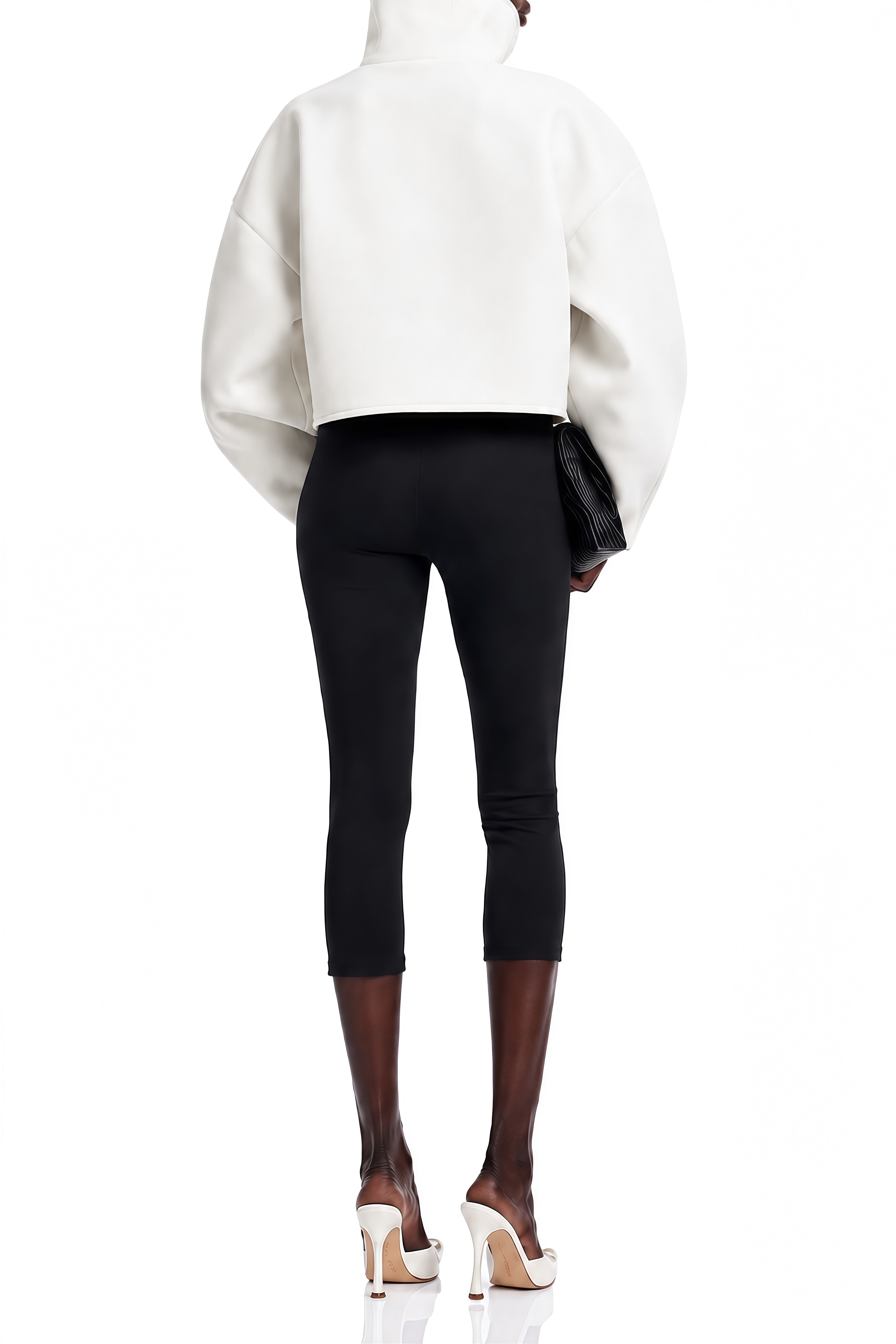 Ophelia White Turtleneck Long Sleeves Coat