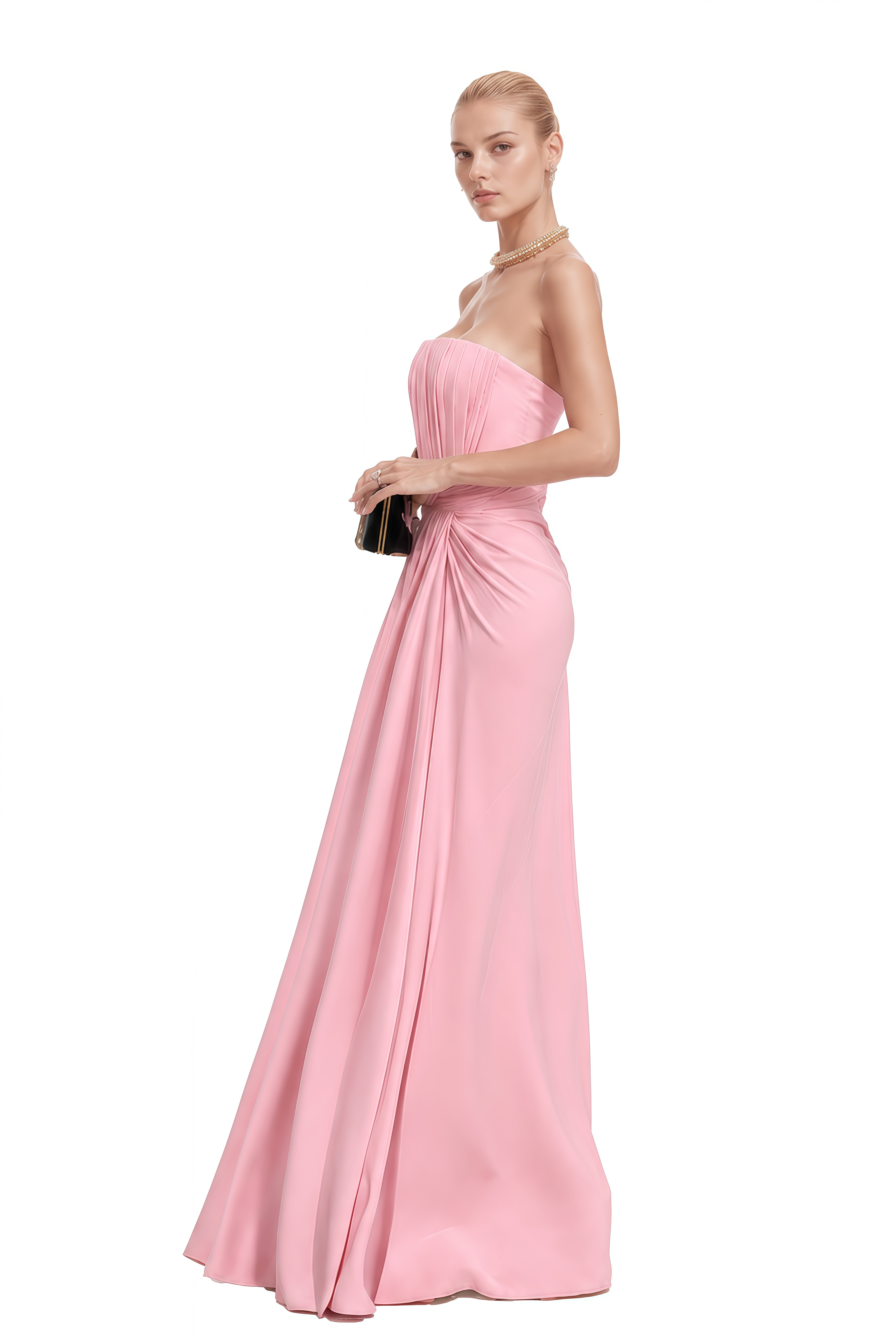 Lavinia Pink Off Shoulder Draped Maxi Dress