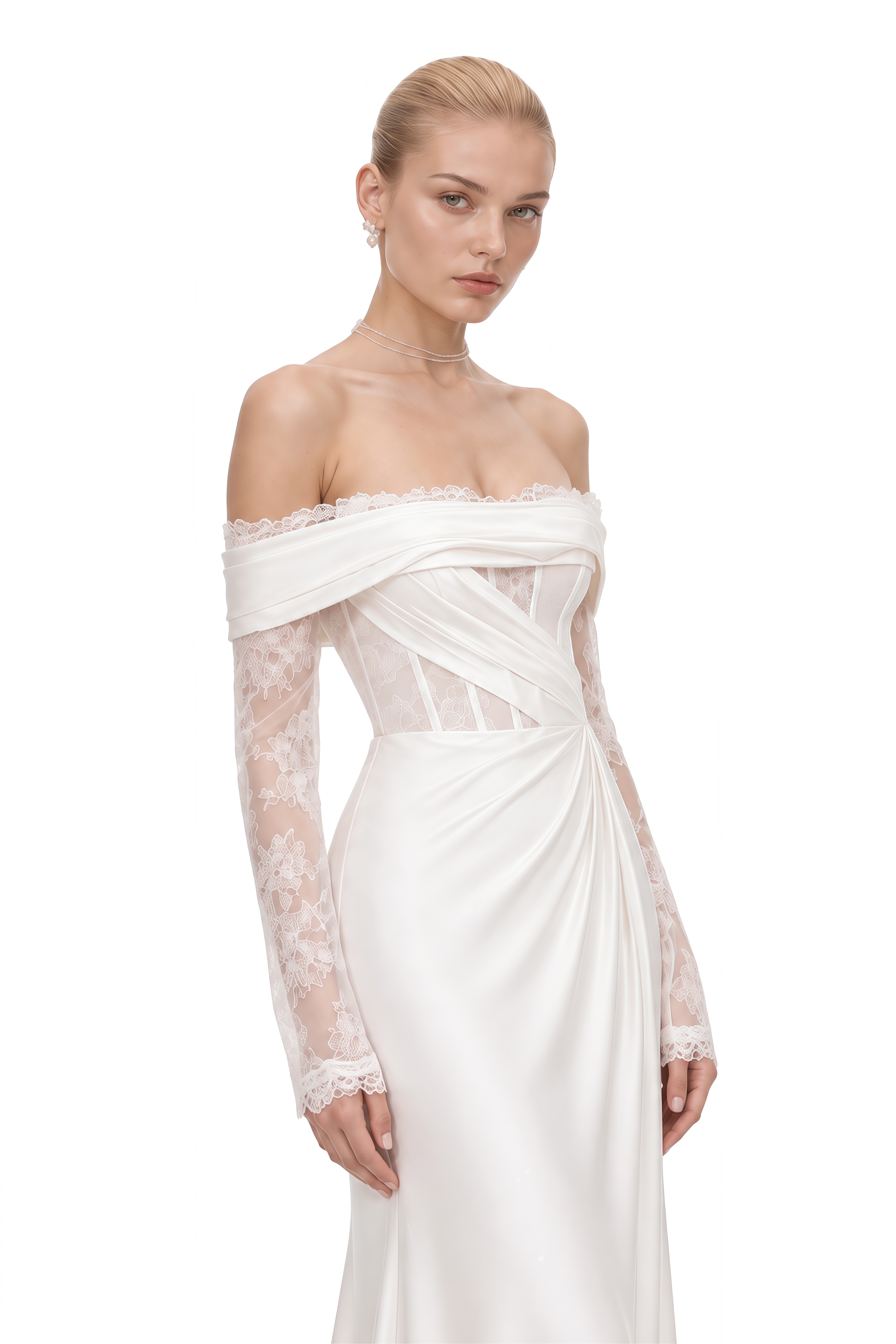 Aurelia White Off Shoulder Asymmetrical Maxi Dress