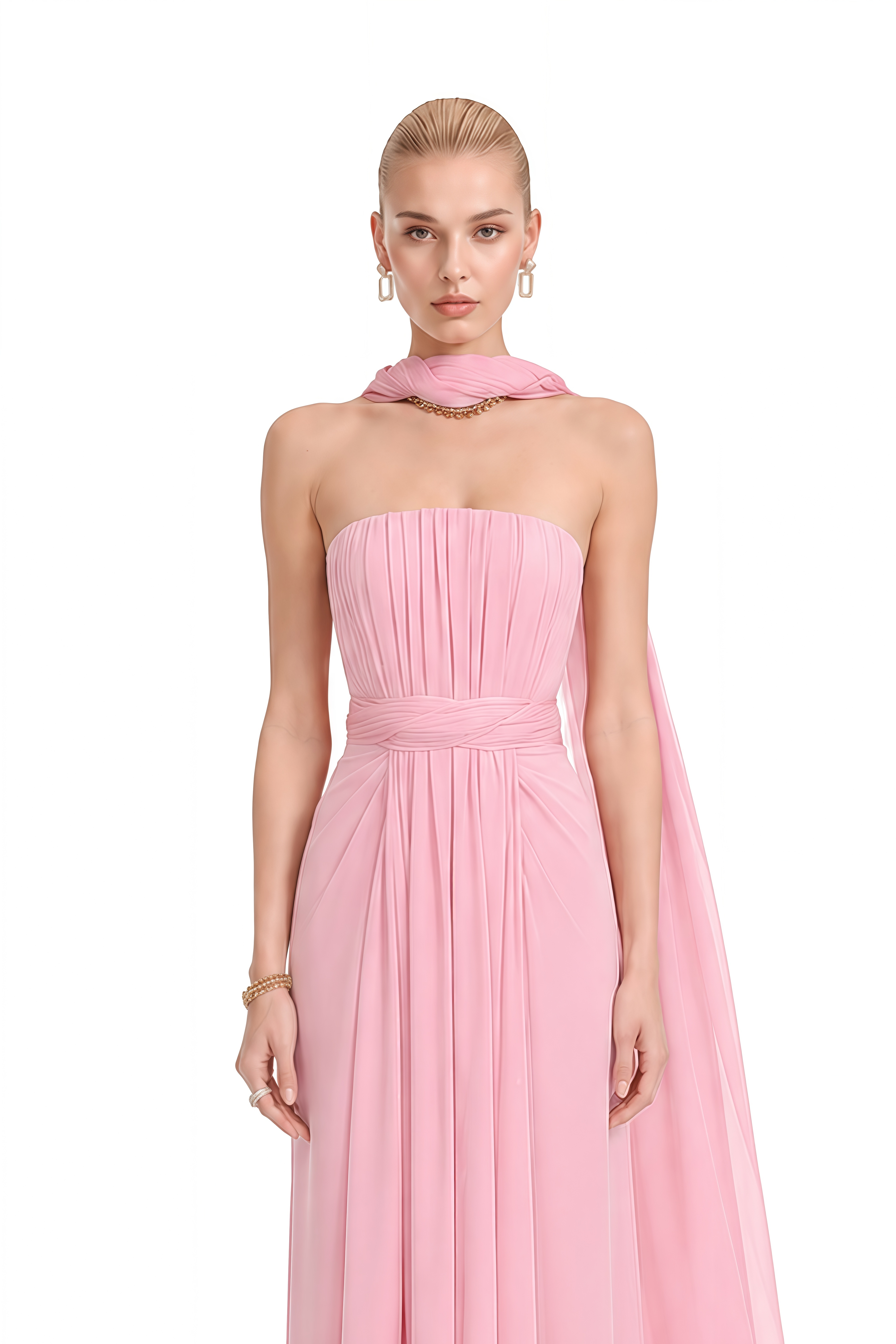 Lavinia Pink Off Shoulder Draped Maxi Dress