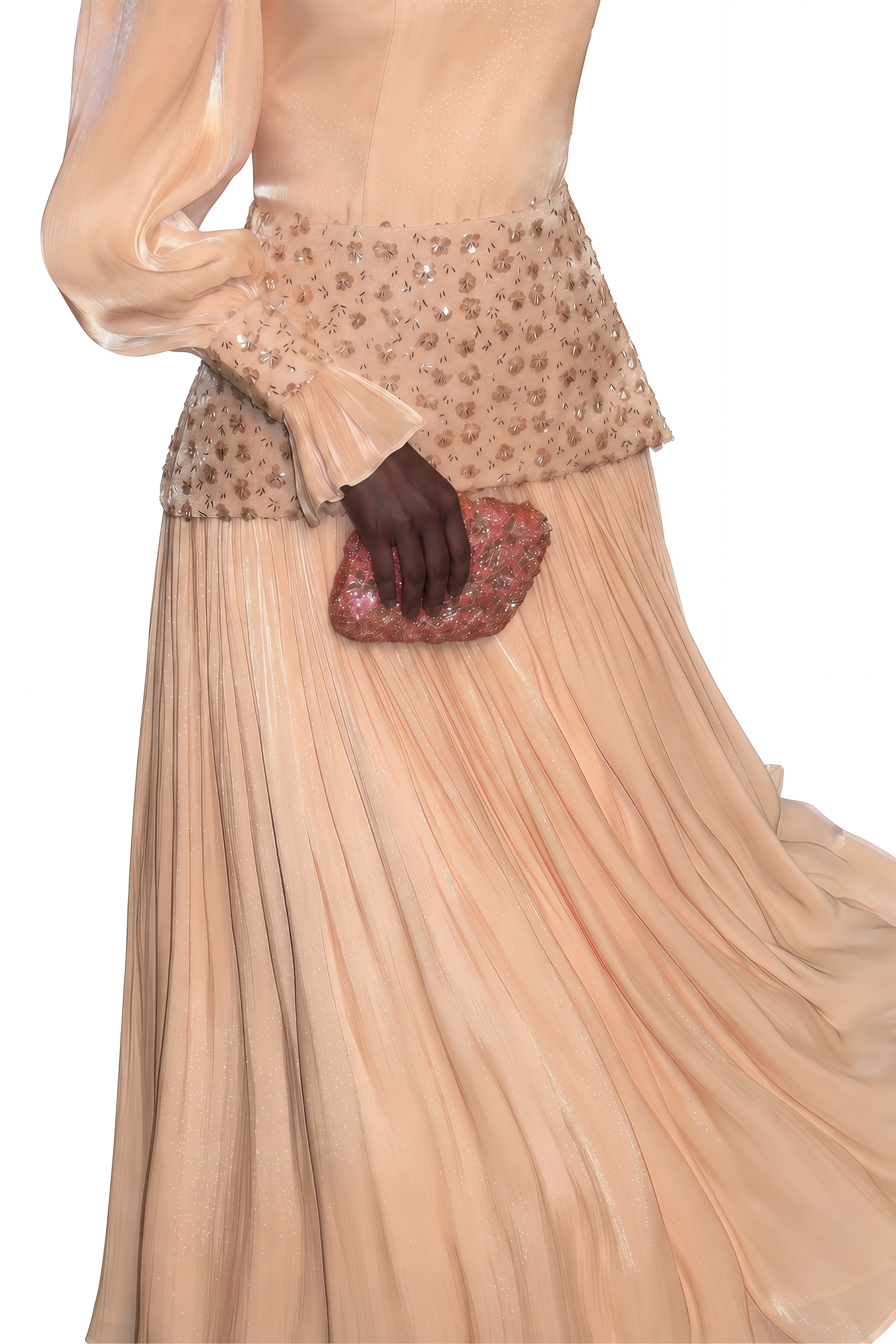 Miranda Pink Puff Sleeves Ruffled Maxi Dress