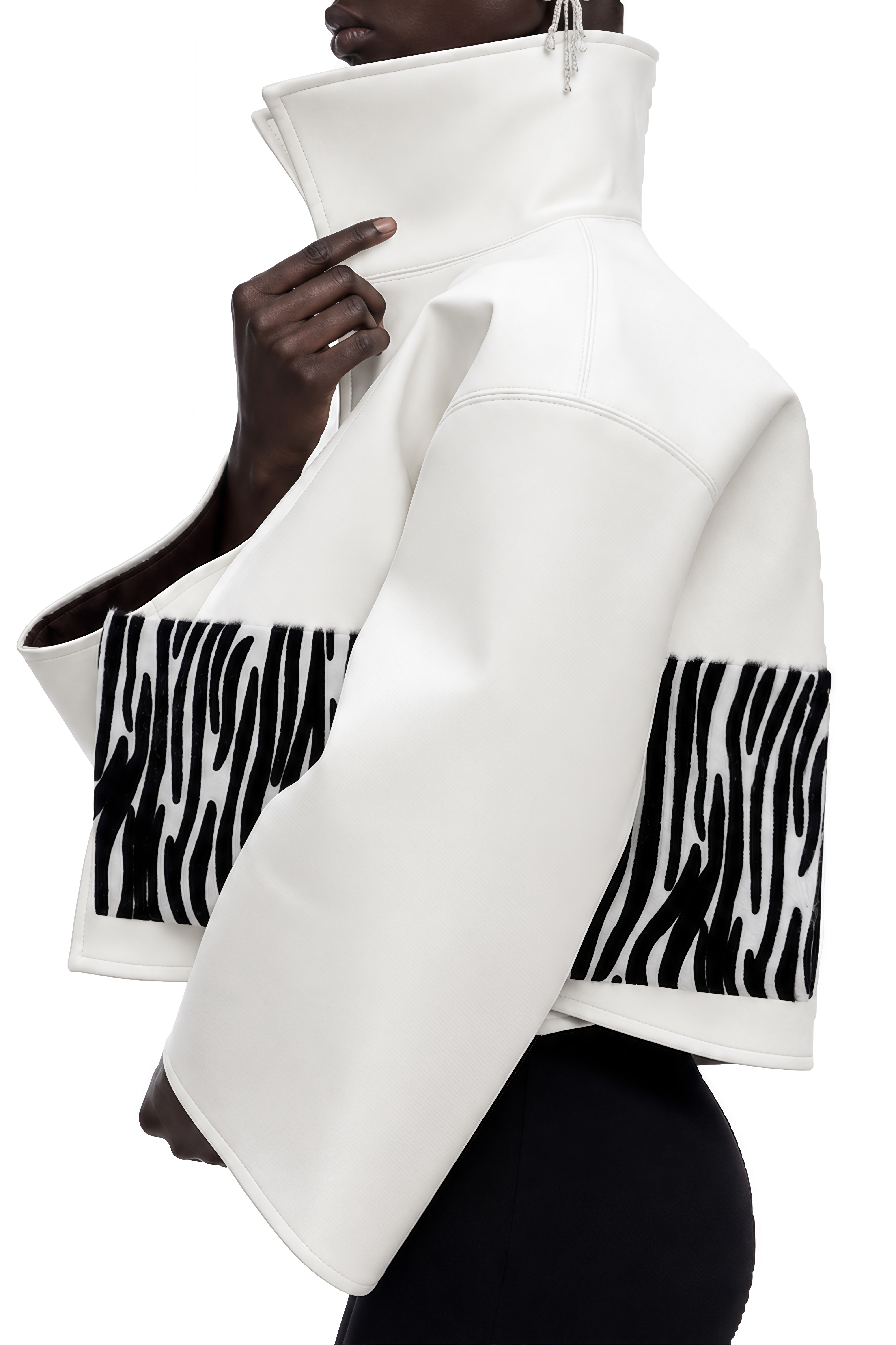 Ophelia White Turtleneck Long Sleeves Coat