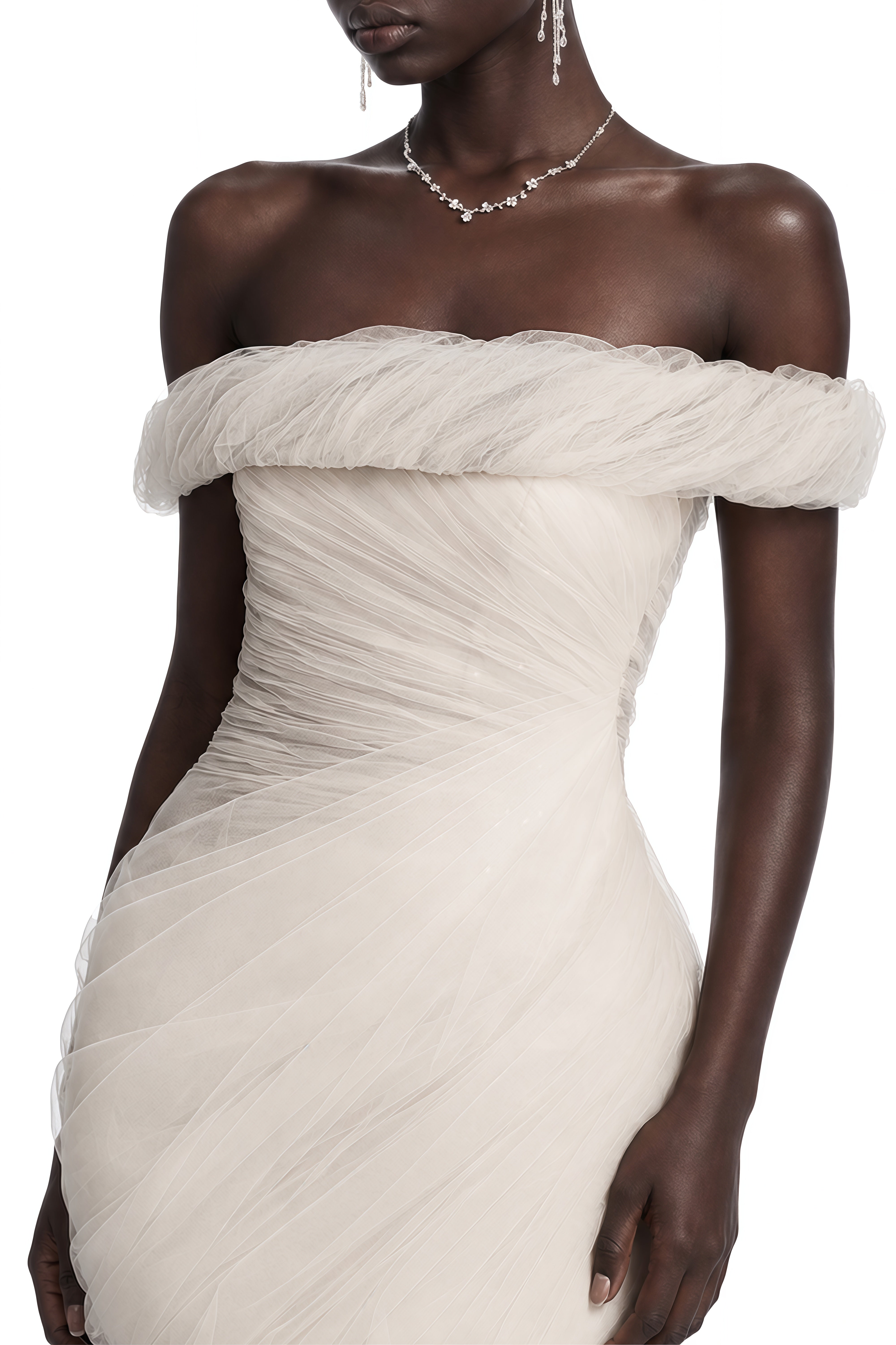 Elodie White Sleeveless Ruched Mini Dress