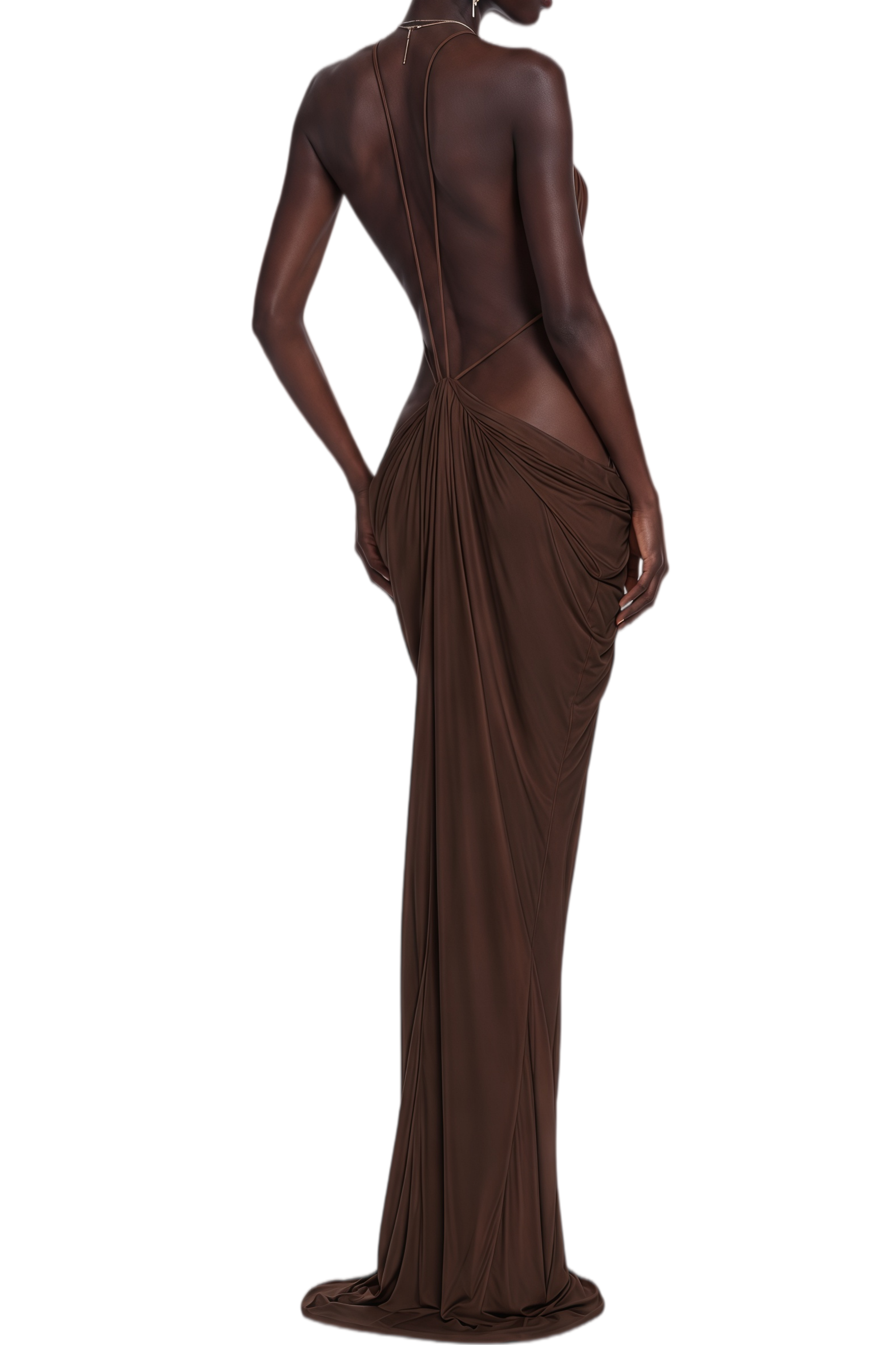 Seraphina Brown Halterneck Open Back Maxi Dress