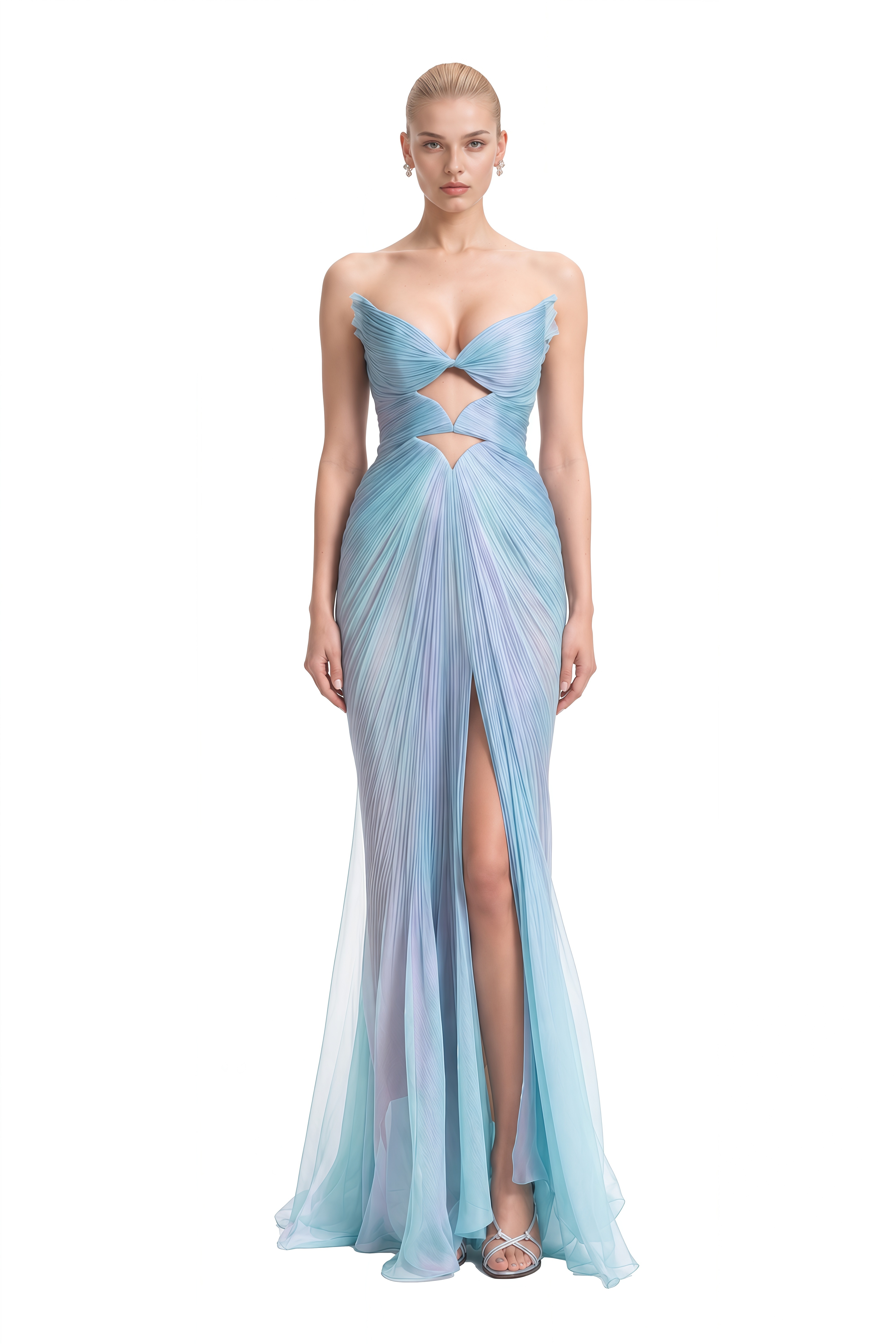 Eloise Light Blue Strapless Cut-Out Maxi Dress