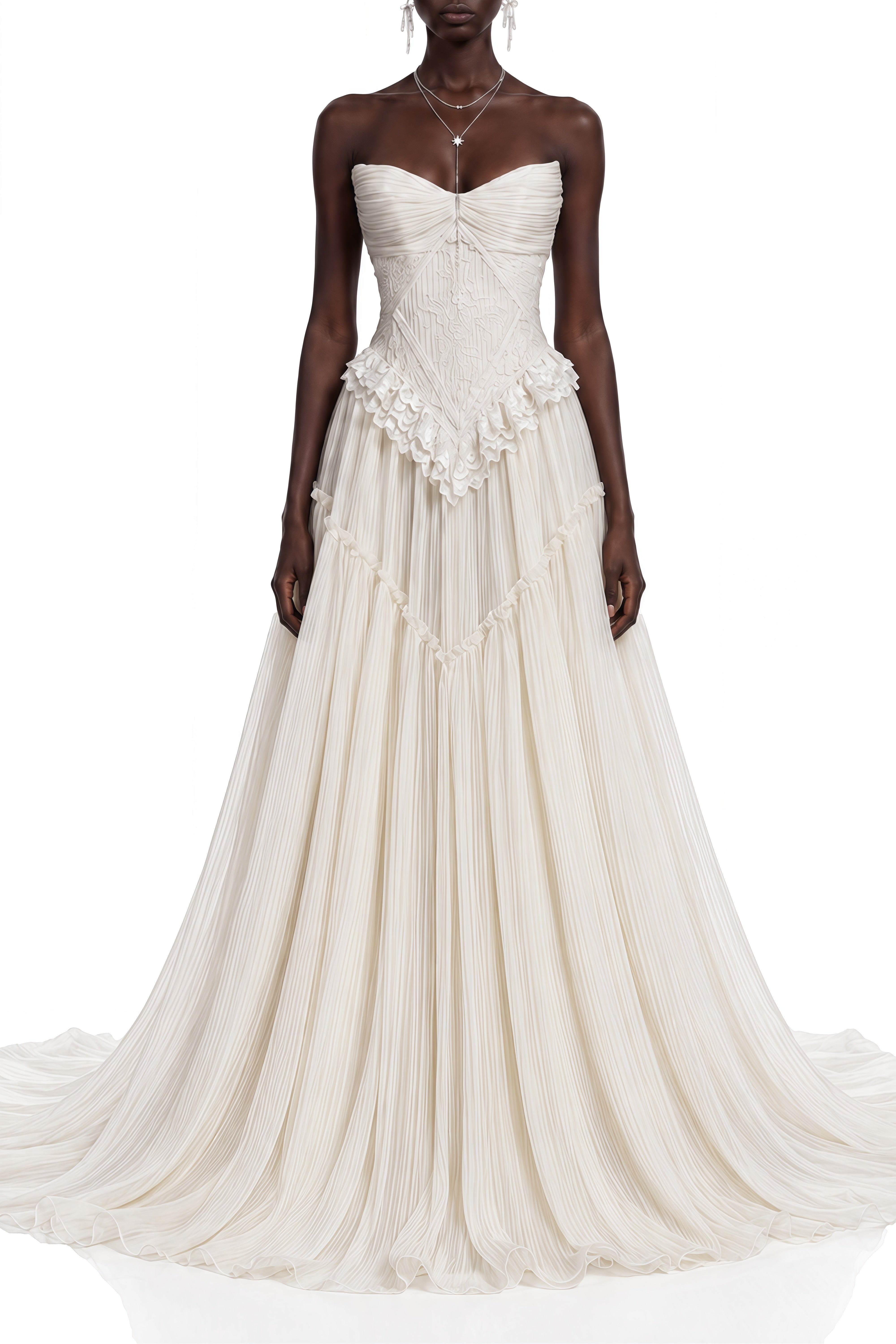 Miranda White Sleeveless Ruffled Maxi Dress