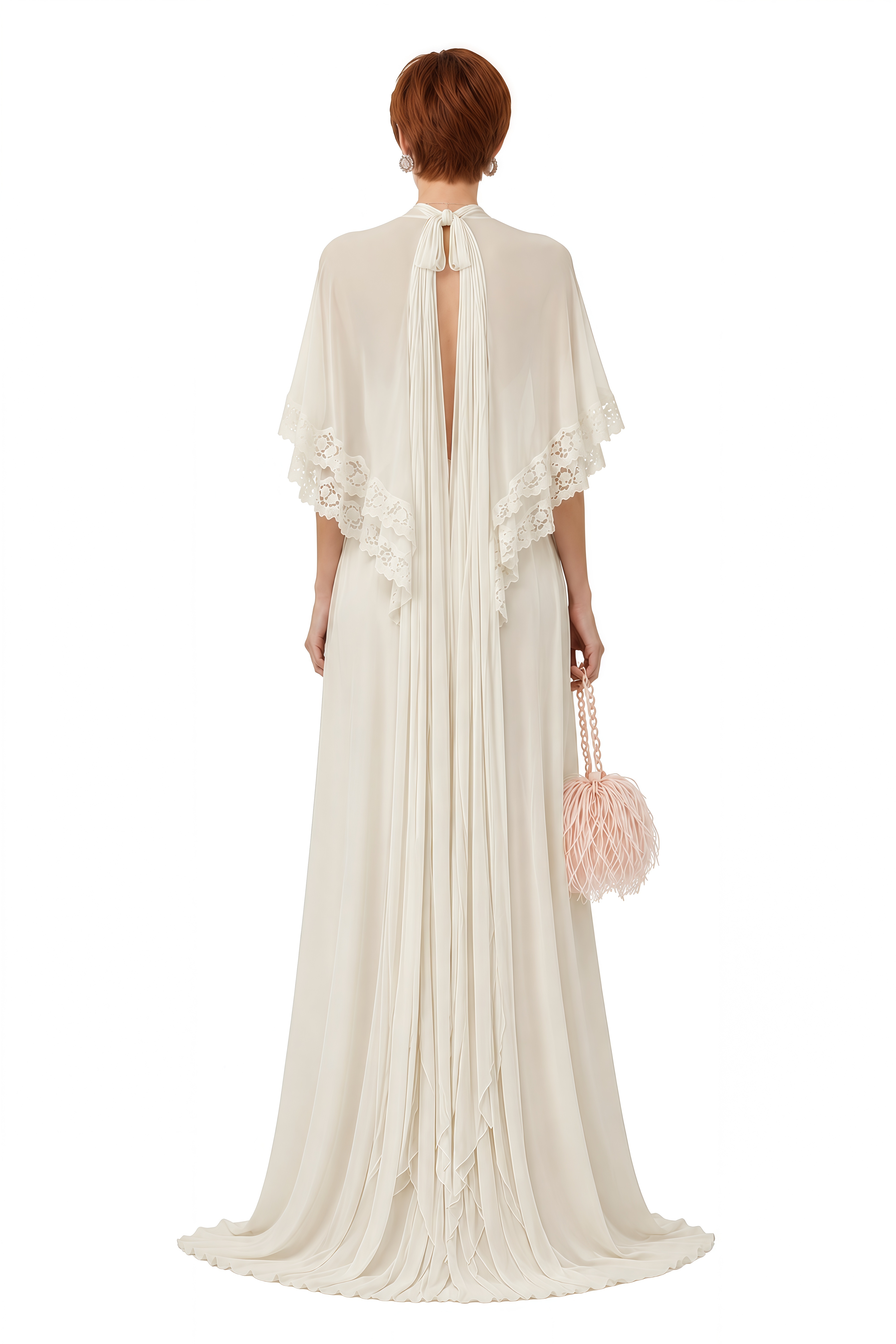 Iris Ivory Cape Sleeve Lace Top & Skirt Set