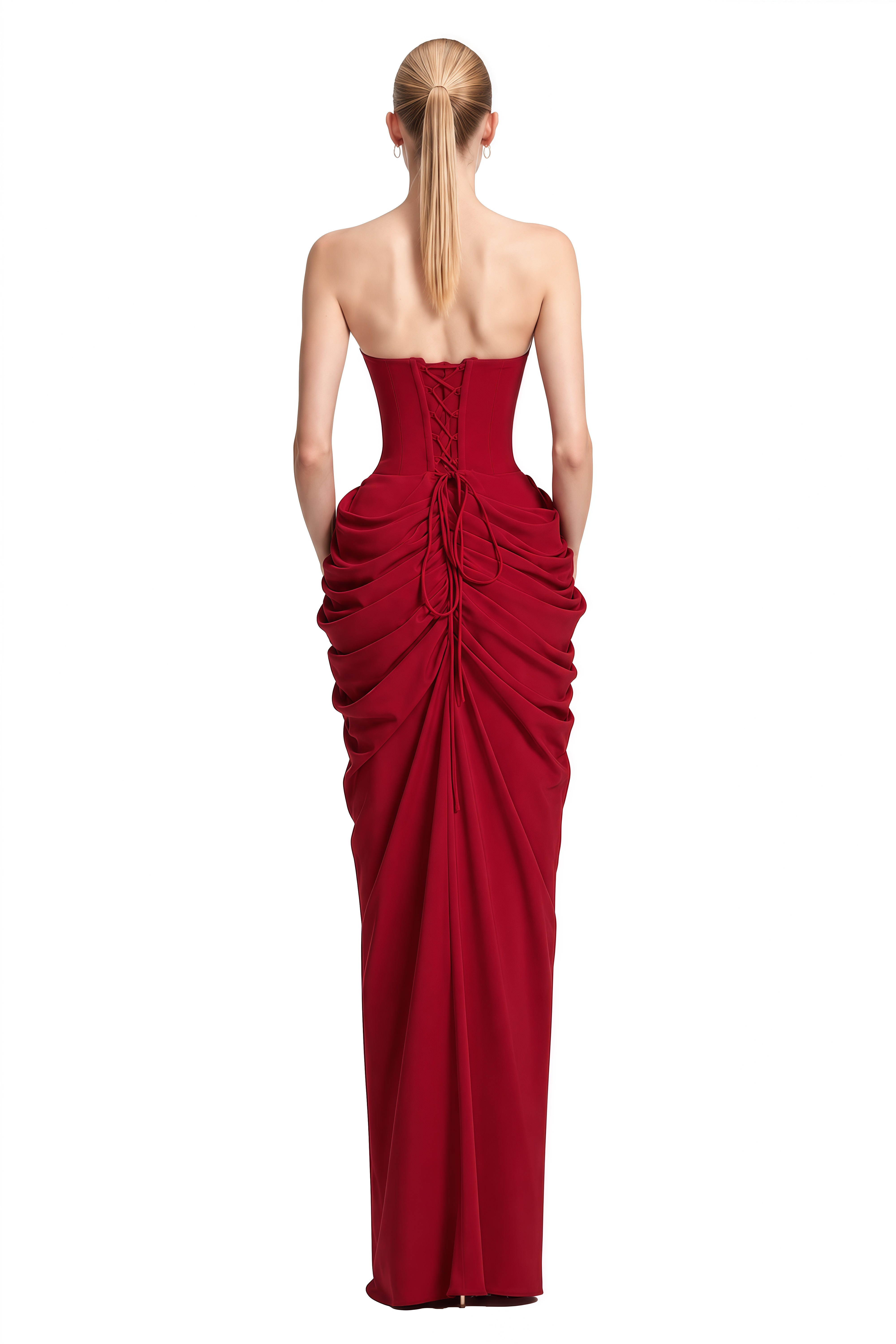 Florence Red Off Shoulder Draped Maxi Dress